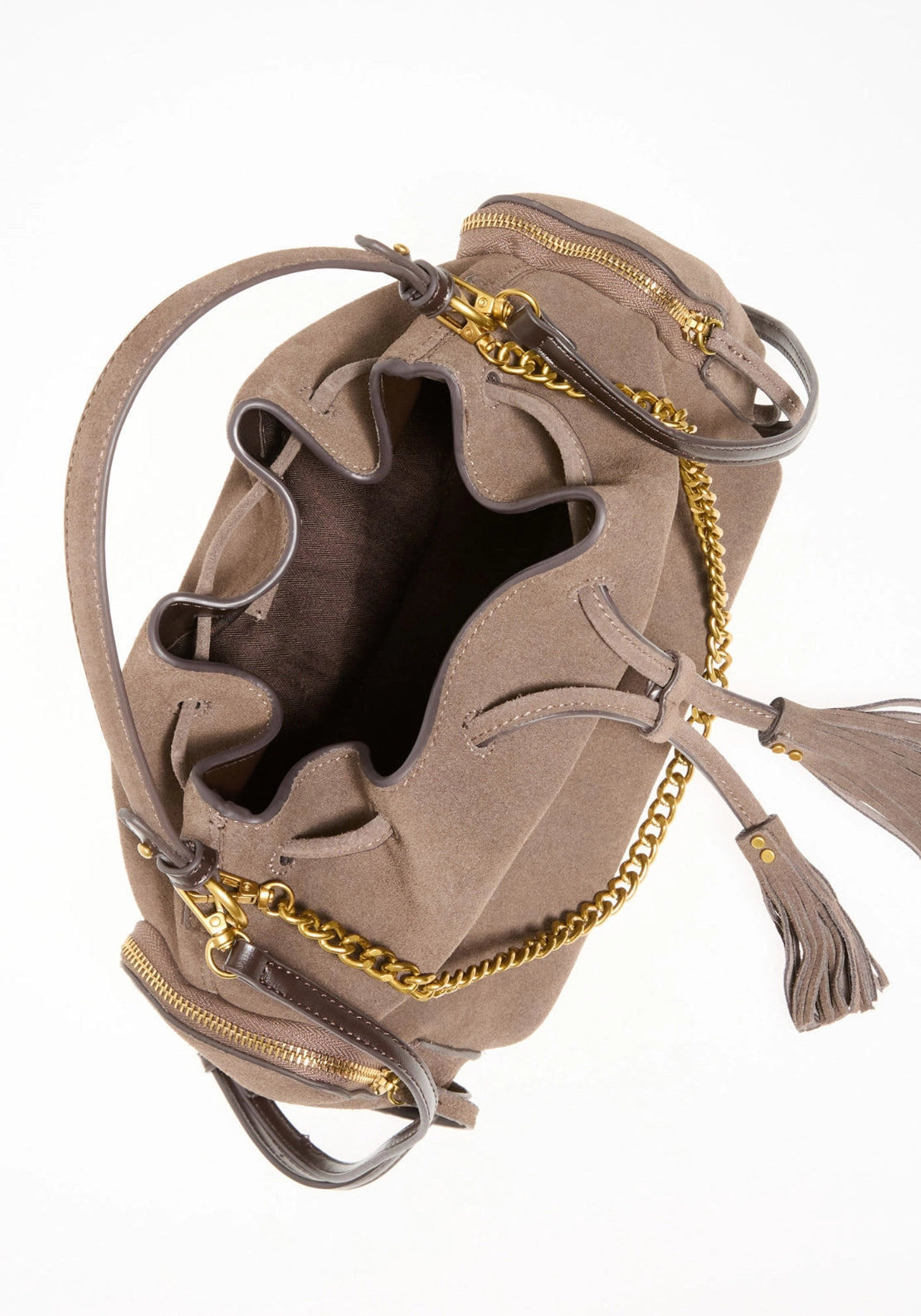 Multi-Pocket Leather Bag - Melange Light