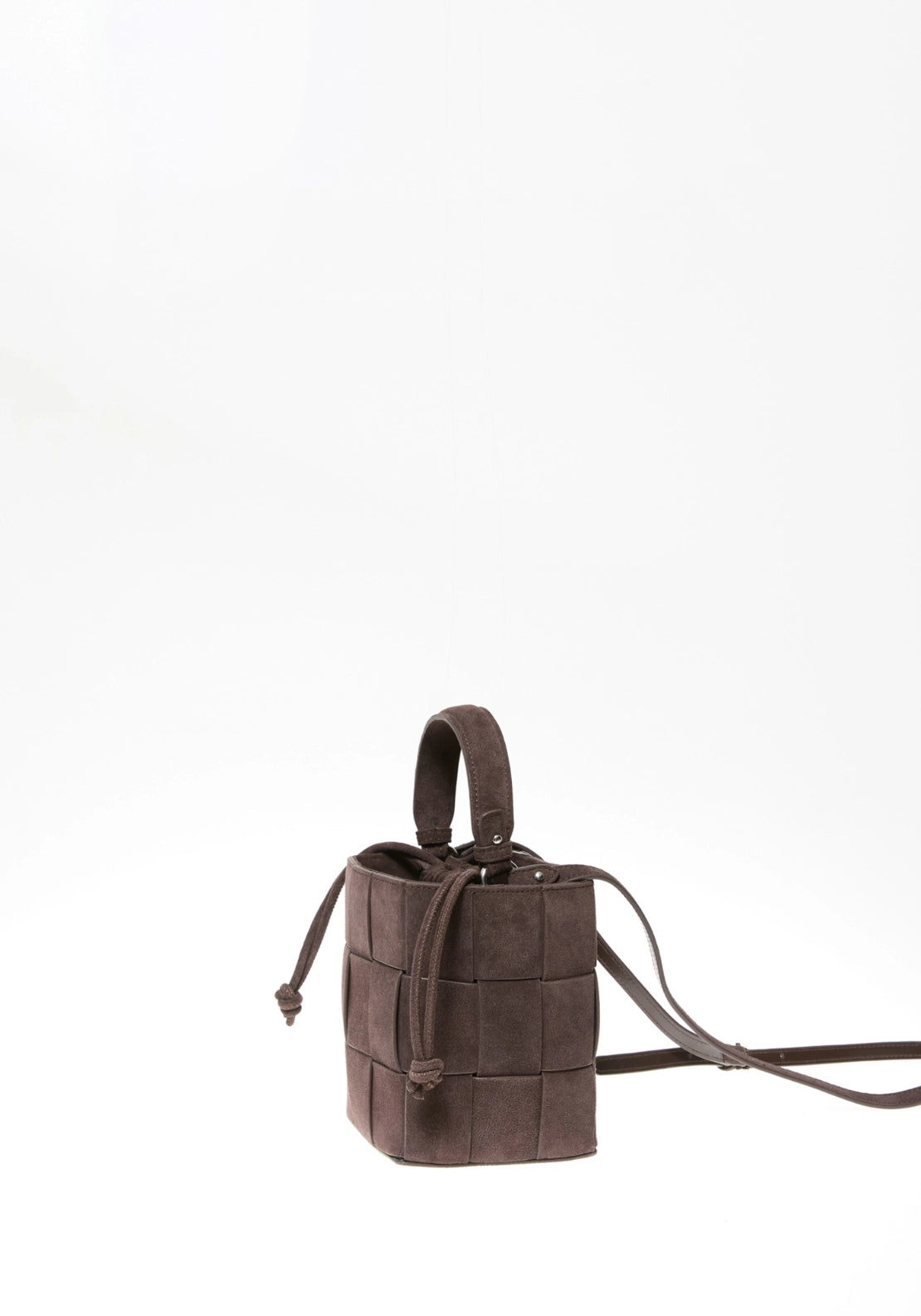 Mini Leather Bucket Bag - Brown