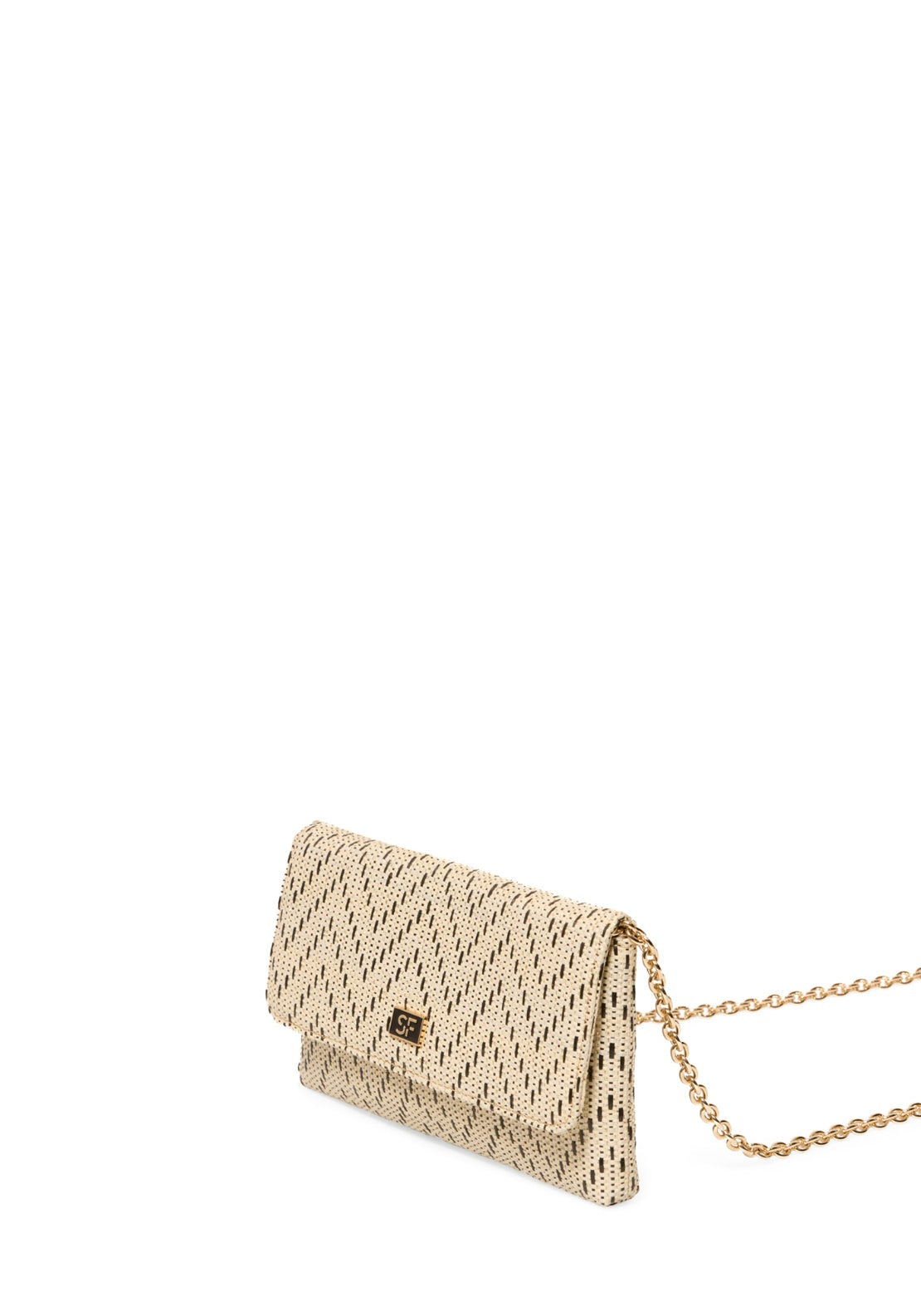 Printed Raffia Envelope Bag - Ecru