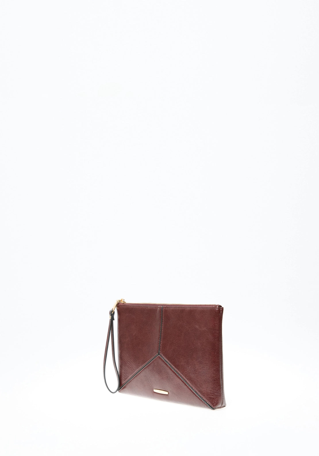 Panelled Patent Effect Wristlet - Wine