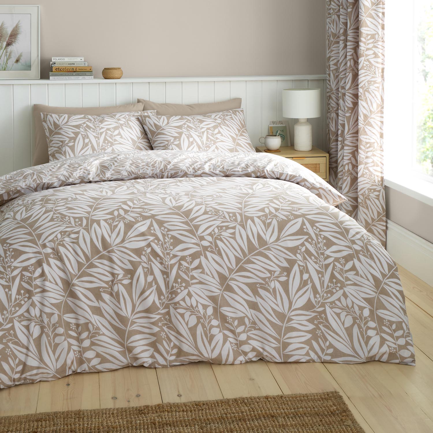 The Home Collection Trailing Leaf Reversible Duvet Cover Set - Natural 2 Shaws Department Stores