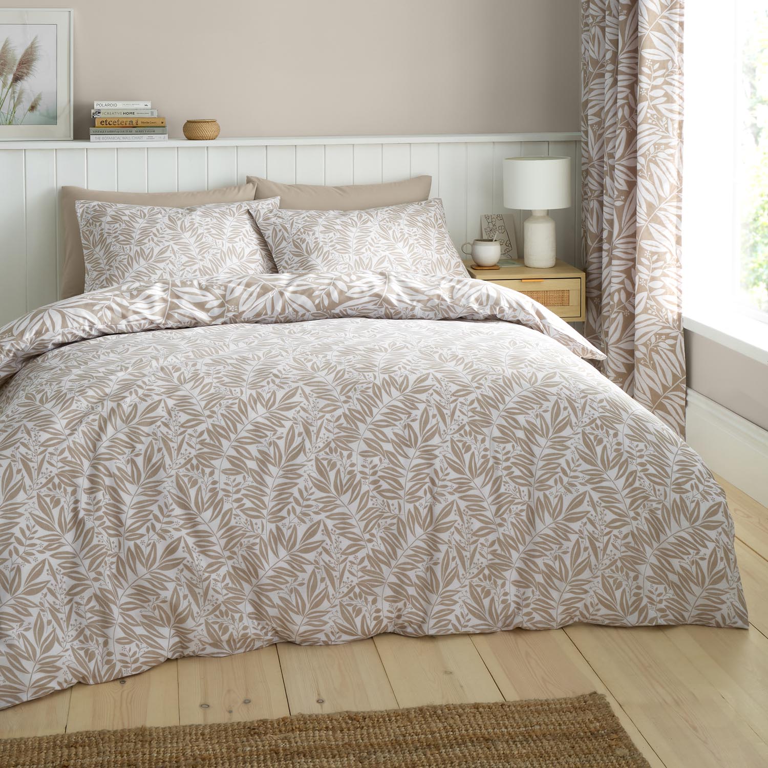 The Home Collection Trailing Leaf Reversible Duvet Cover Set - Natural 3 Shaws Department Stores