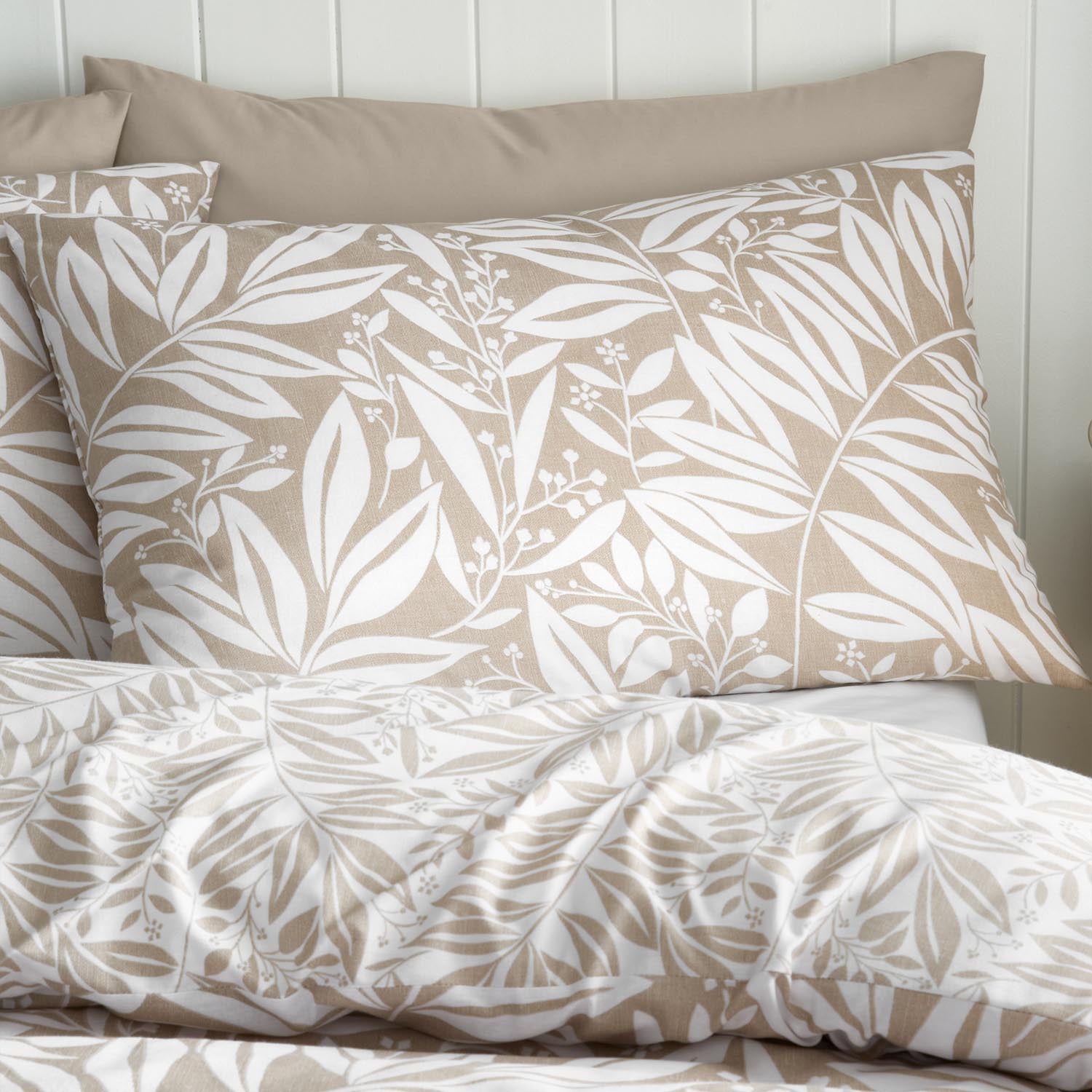 The Home Collection Trailing Leaf Reversible Duvet Cover Set - Natural 4 Shaws Department Stores