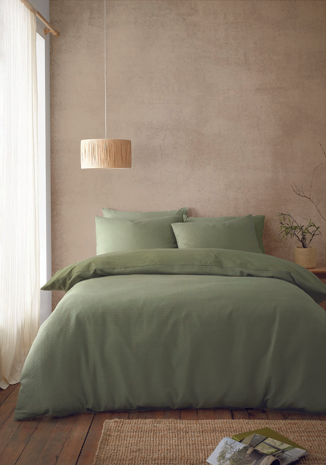 The Home Luxury Collection Waffle Duvet Cover Set Sage 1 Shaws Department Stores