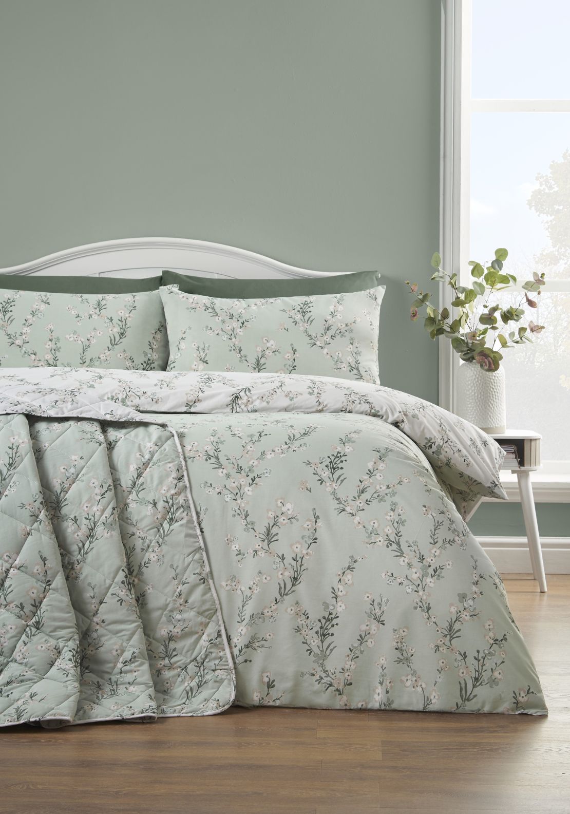 The Home Collection Hana Blossom Trail Duvet Cover Set - Green 1 Shaws Department Stores