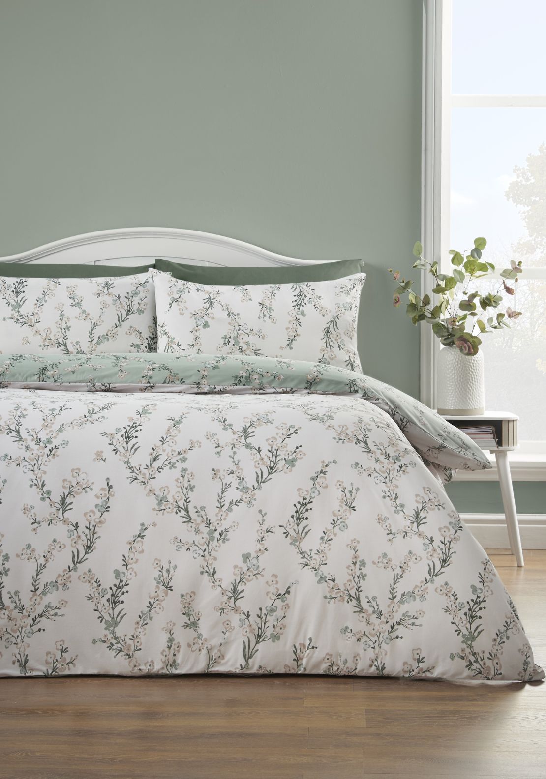 The Home Collection Hana Blossom Trail Duvet Cover Set - Green 2 Shaws Department Stores