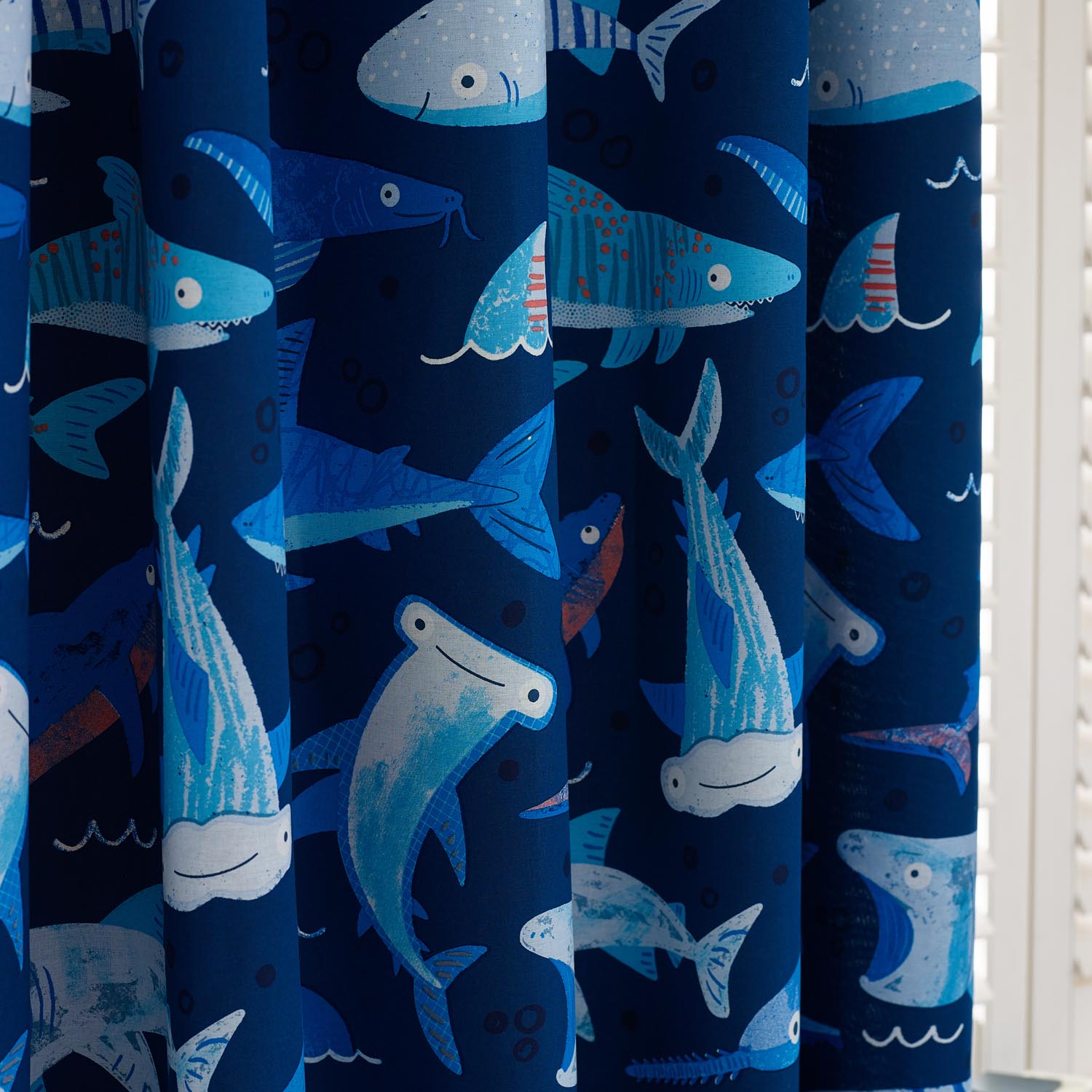 The Home Collection Kids Shark Frenzy Reversible Eyelet Curtains 66X72Inches 3 Shaws Department Stores