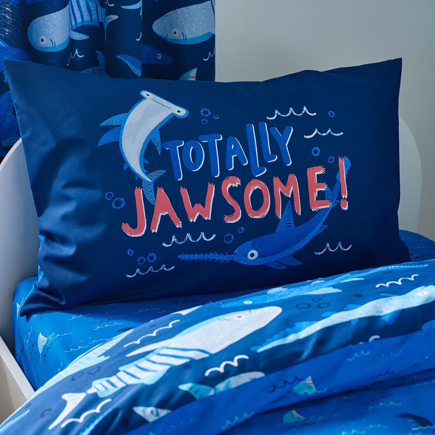 The Home Collection Kids Shark Frenzy Reversible Duvet Cover Set 4 Shaws Department Stores