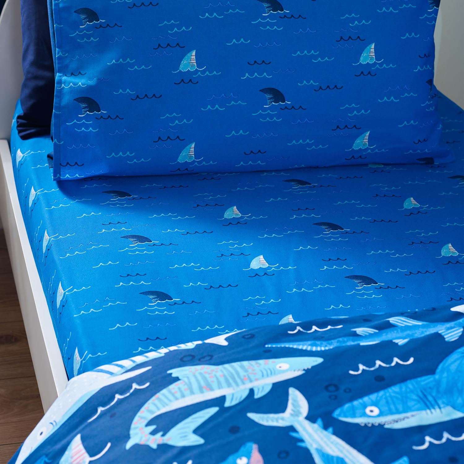 The Home Collection Kids Shark Frenzy Fitted Sheet 1 Shaws Department Stores