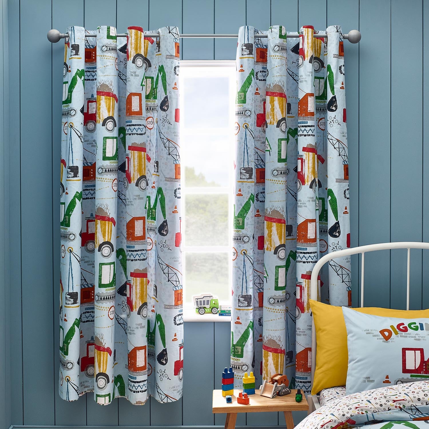 The Home Collection Kids Digger Dreaming Reversible Eyelet Curtains 66X72 1 Shaws Department Stores