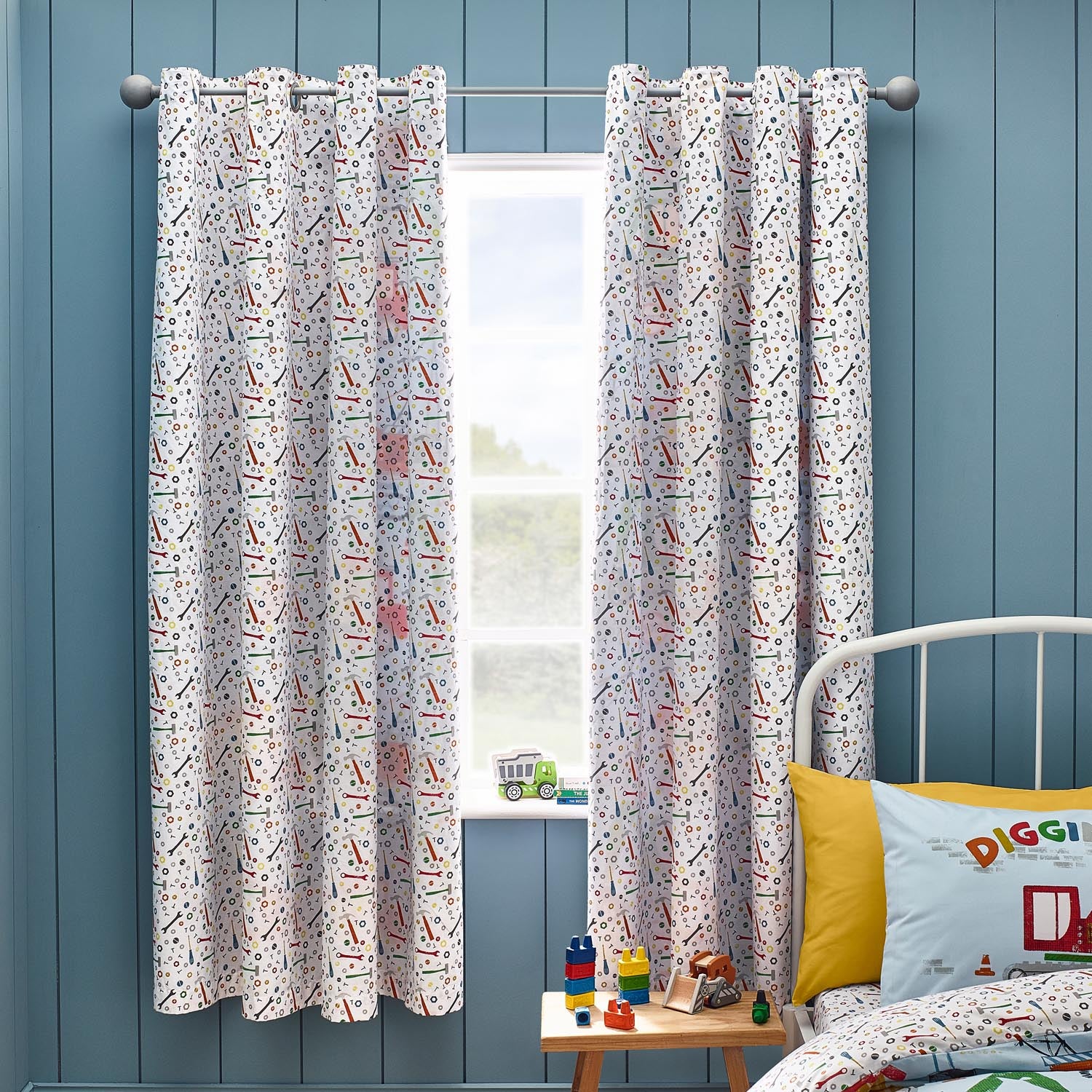 The Home Collection Kids Digger Dreaming Reversible Eyelet Curtains 66X72 4 Shaws Department Stores
