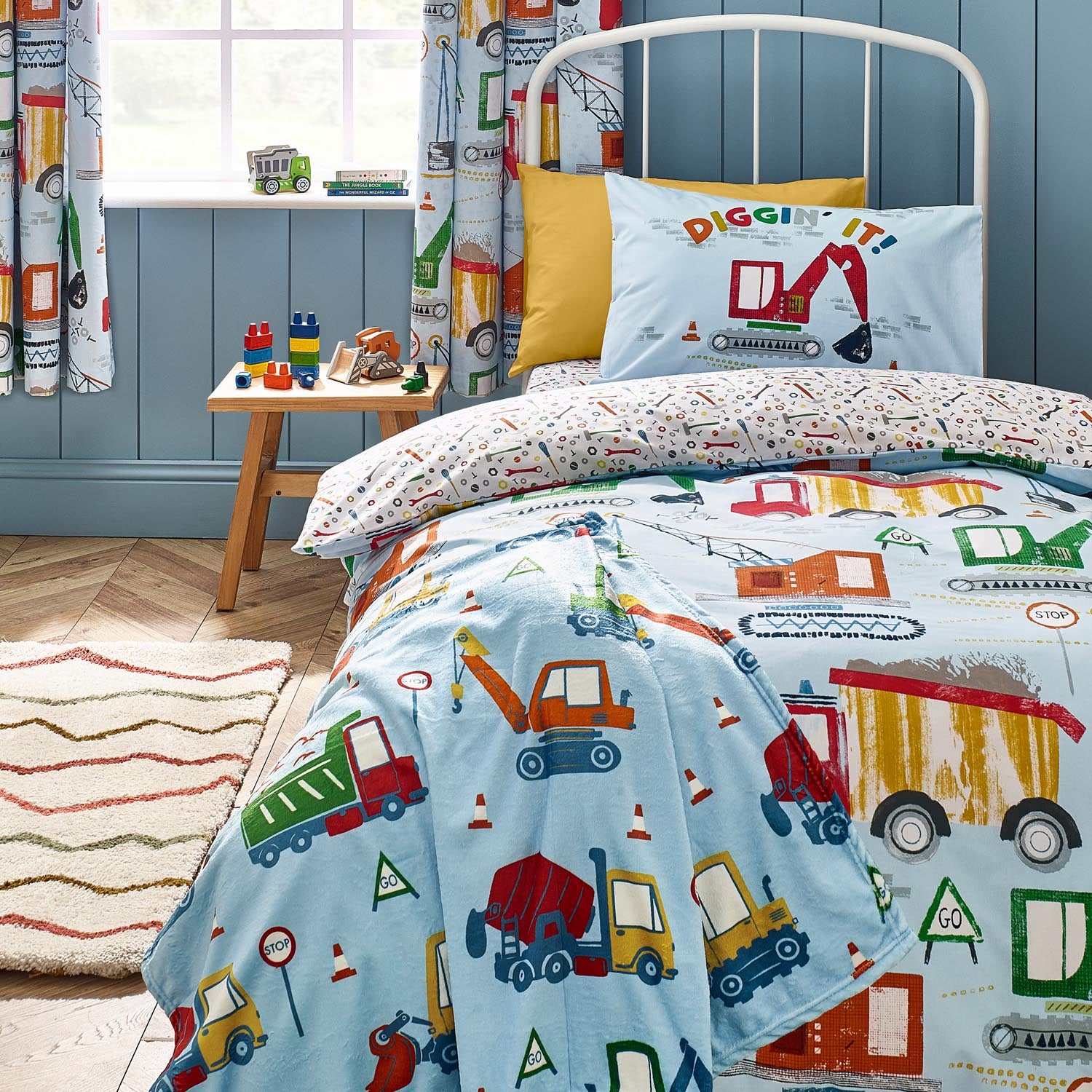 The Home Collection Kids Digger Dreaming Reversible Duvet Cover Set 1 Shaws Department Stores