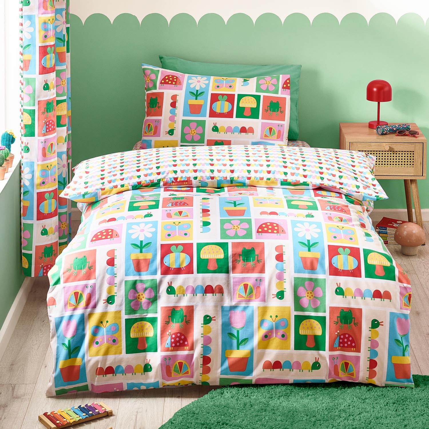 The Home Collection Kids Lovable Garden Friends Reversible Duvet Cover Set - Bright 1 Shaws Department Stores