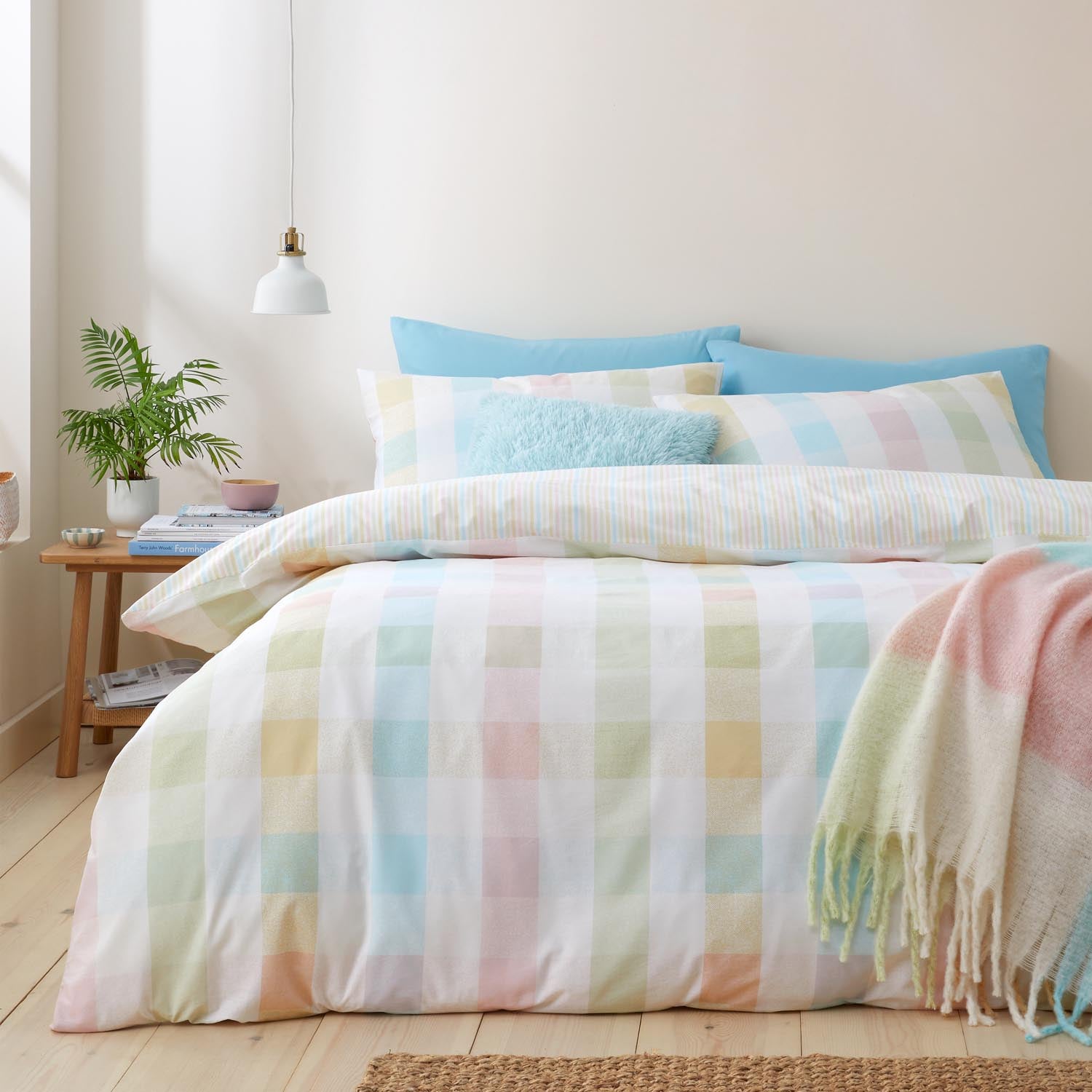 The Home Collection Pastel Check Duvet Cover Set 1 Shaws Department Stores