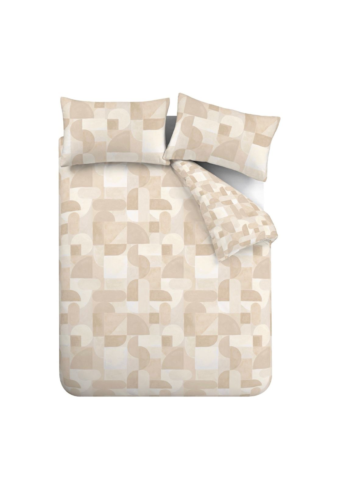 Catherine Lansfield Sloane Geo Reversible Duvet Cover Set - Beige 5 Shaws Department Stores