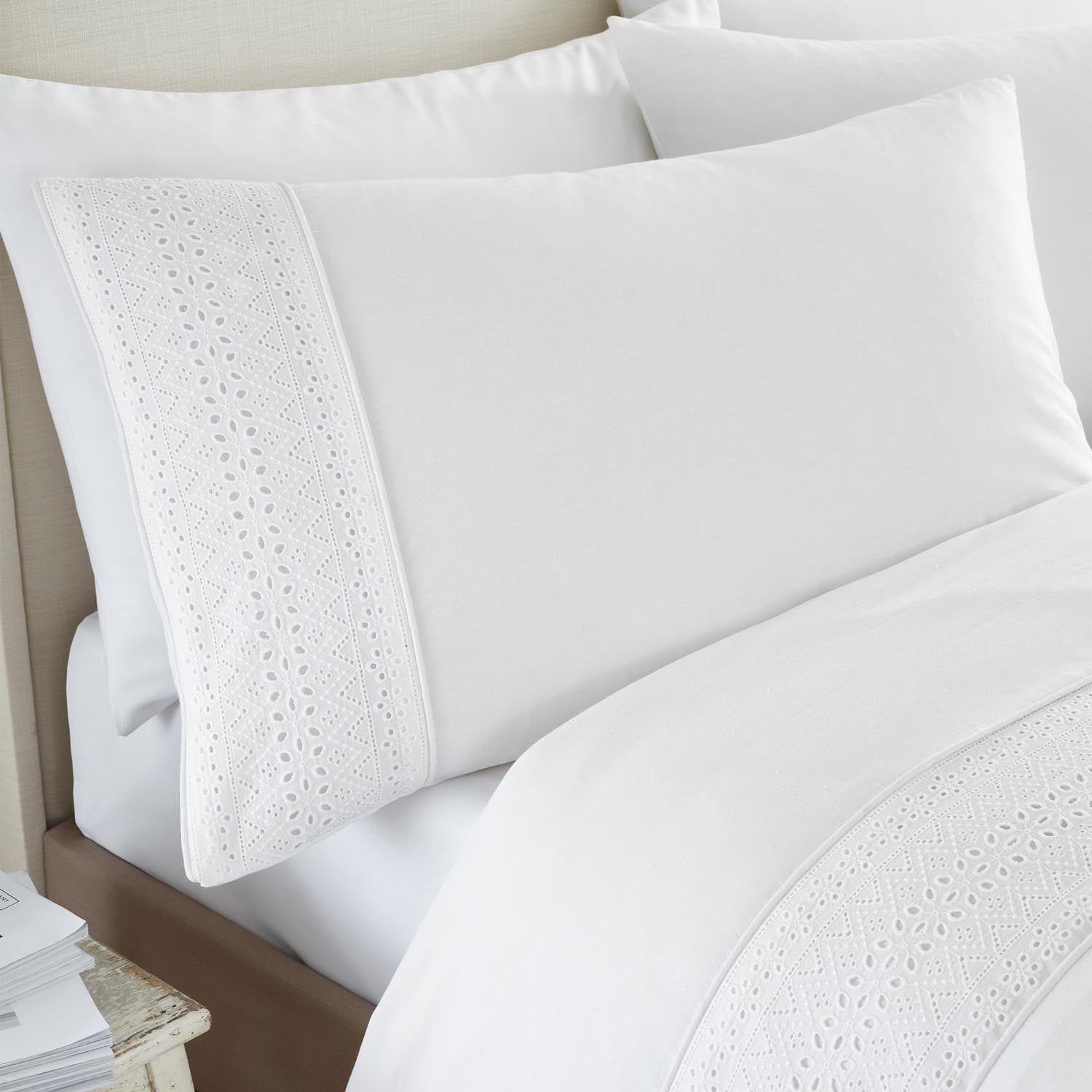 The Home Luxury Collection Mollie Broderie Anglaise Duvet Cover Set - White 3 Shaws Department Stores