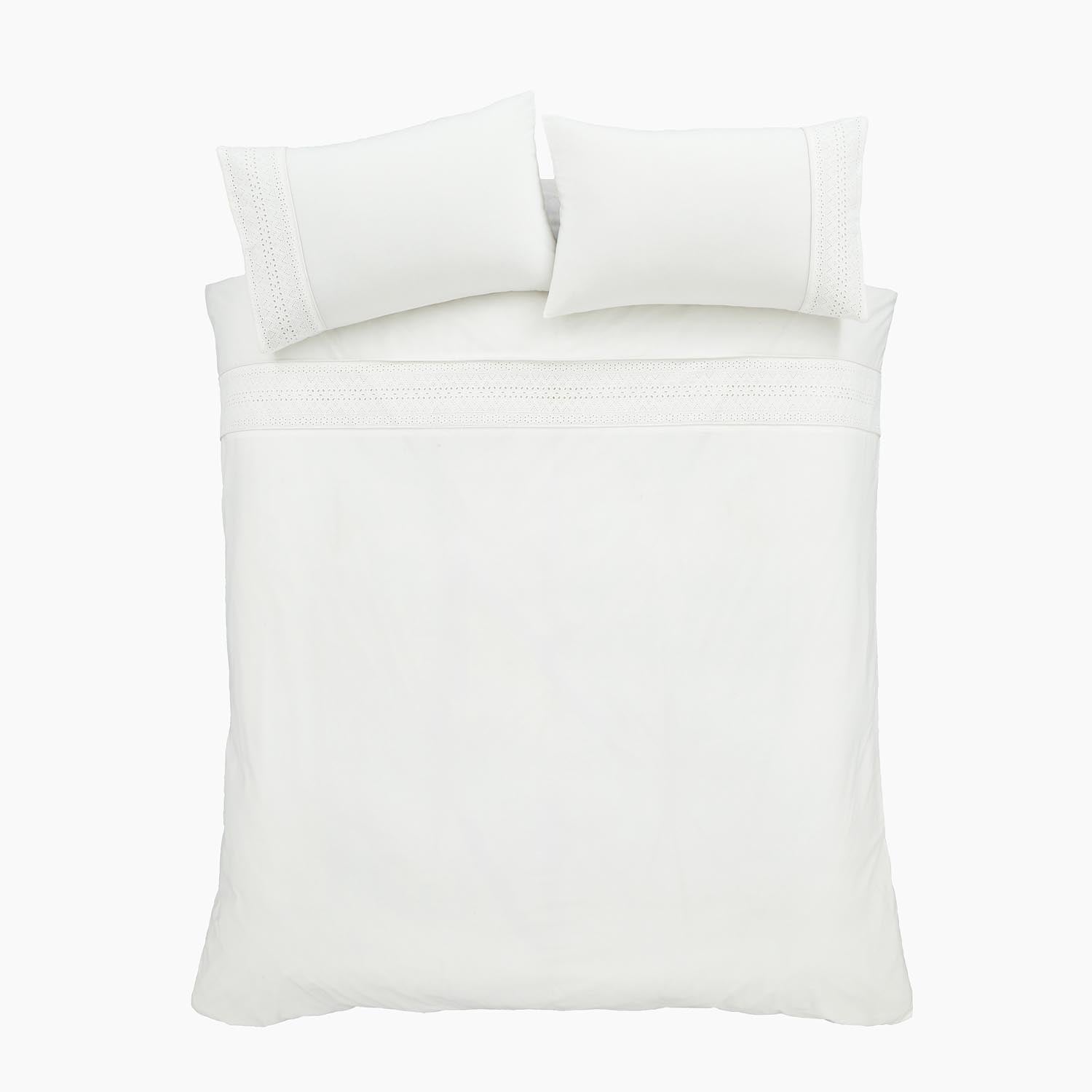 The Home Luxury Collection Mollie Broderie Anglaise Duvet Cover Set - White 5 Shaws Department Stores