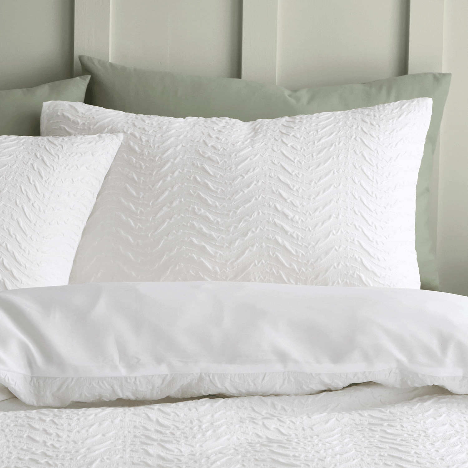 The Home Collection Textured Wave Duvet Cover Set - White 2 Shaws Department Stores