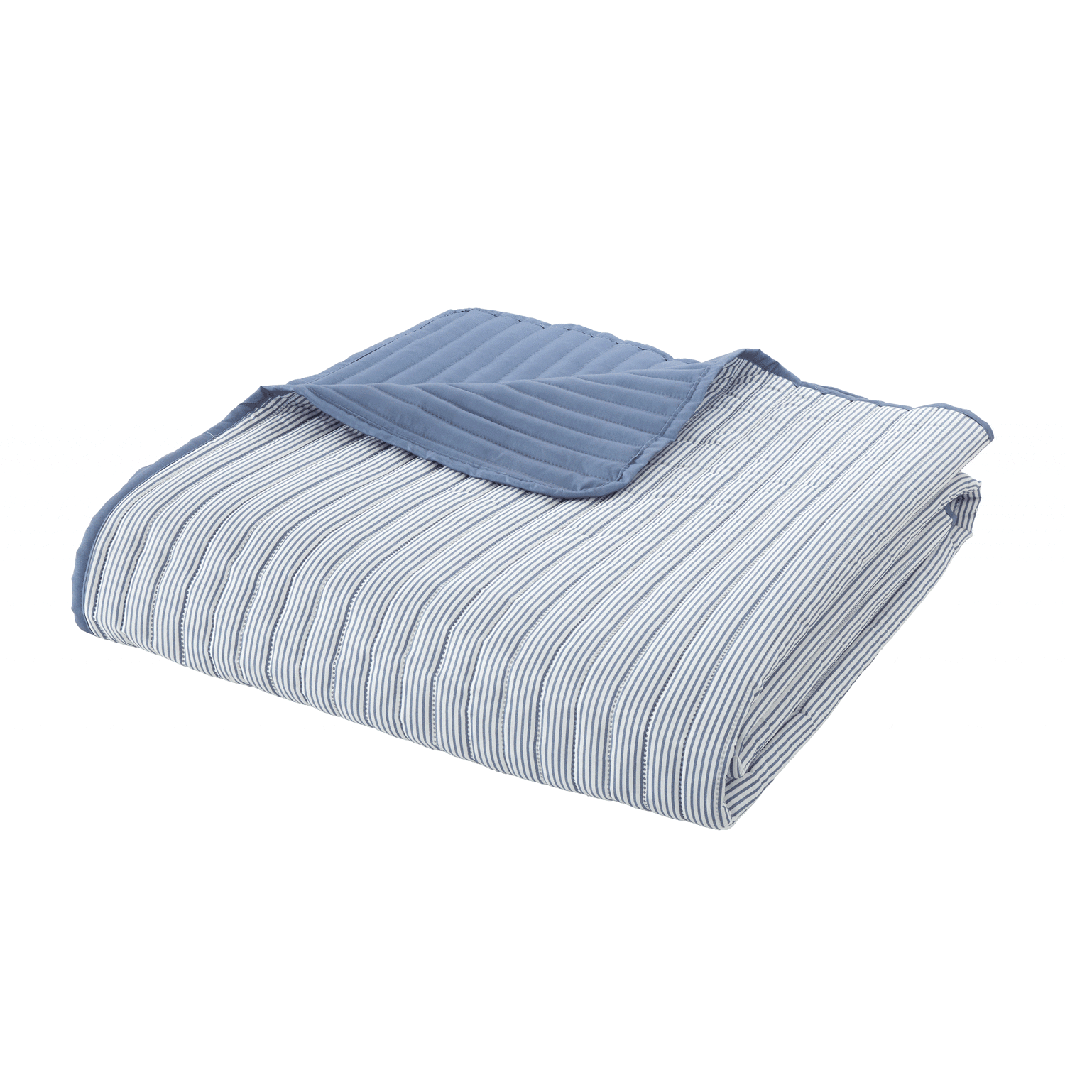 The Home Collection Stripe Quilted Reversible Bedspread 220x230cm - Blue 4 Shaws Department Stores