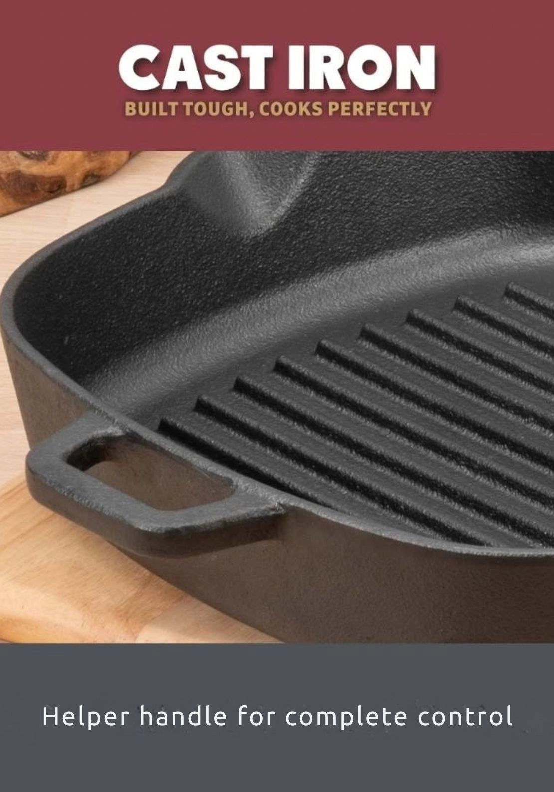 Cast Iron Grill Pan 25cm - Black