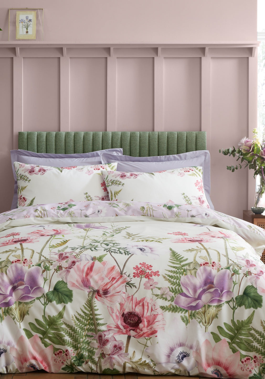 Rhs Serenity Garden Reversible Cotton Duvet Cover Set - Purple 1 Shaws Department Stores