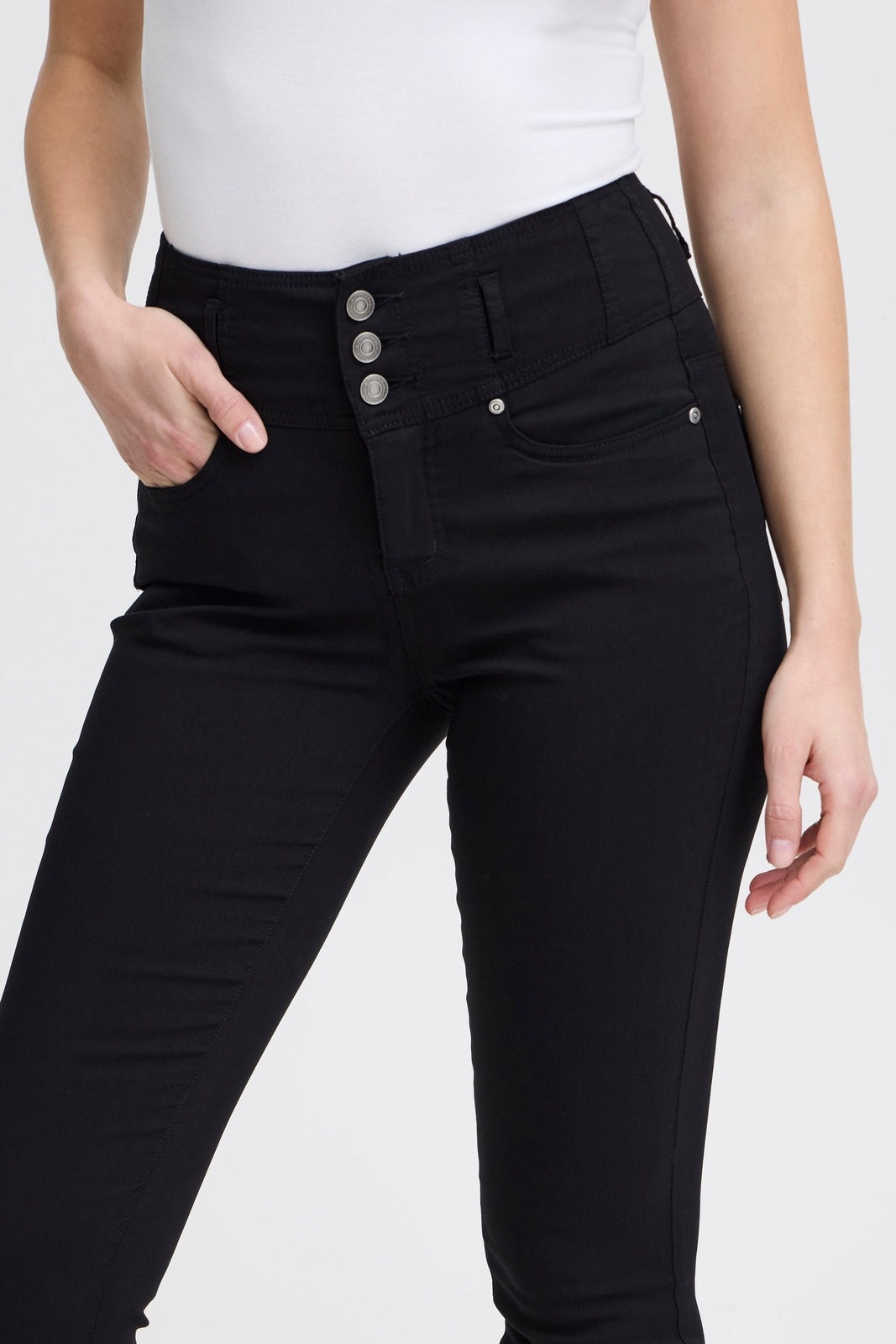 Fransa Casual High Waist Trousers - Black 4 Shaws Department Stores