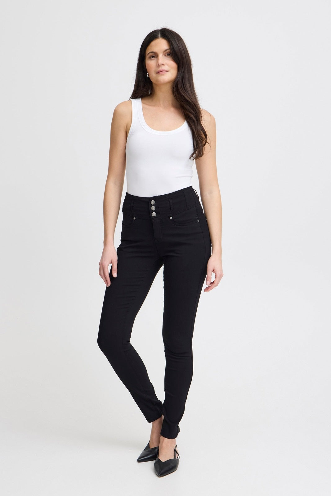 Fransa Casual High Waist Trousers - Black 3 Shaws Department Stores