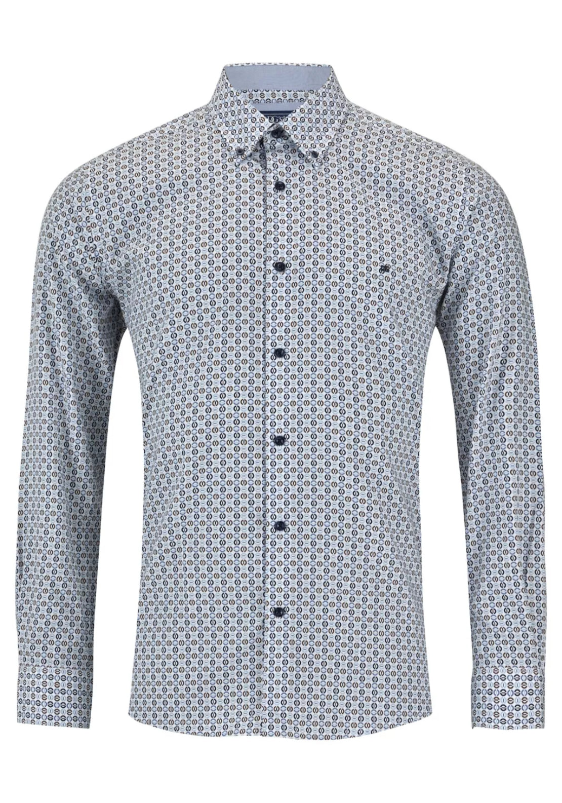 Drifter Long Sleeve Printed Ivano Shirt - Blue 1 Shaws Department Stores