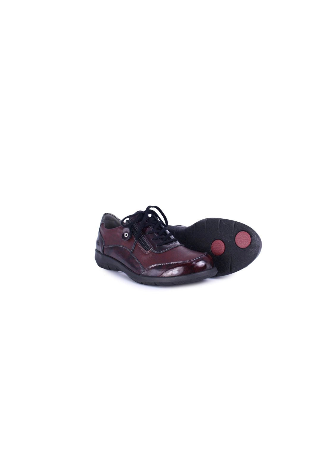 Suave Lace Up Trainer With Patent Trims - Wine 5 Shaws Department Stores