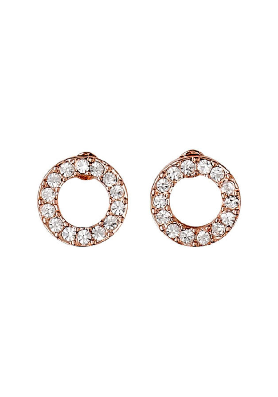 Victoria Rose Gold Plated Crystal Halo Earrings - Rose Gold Plated