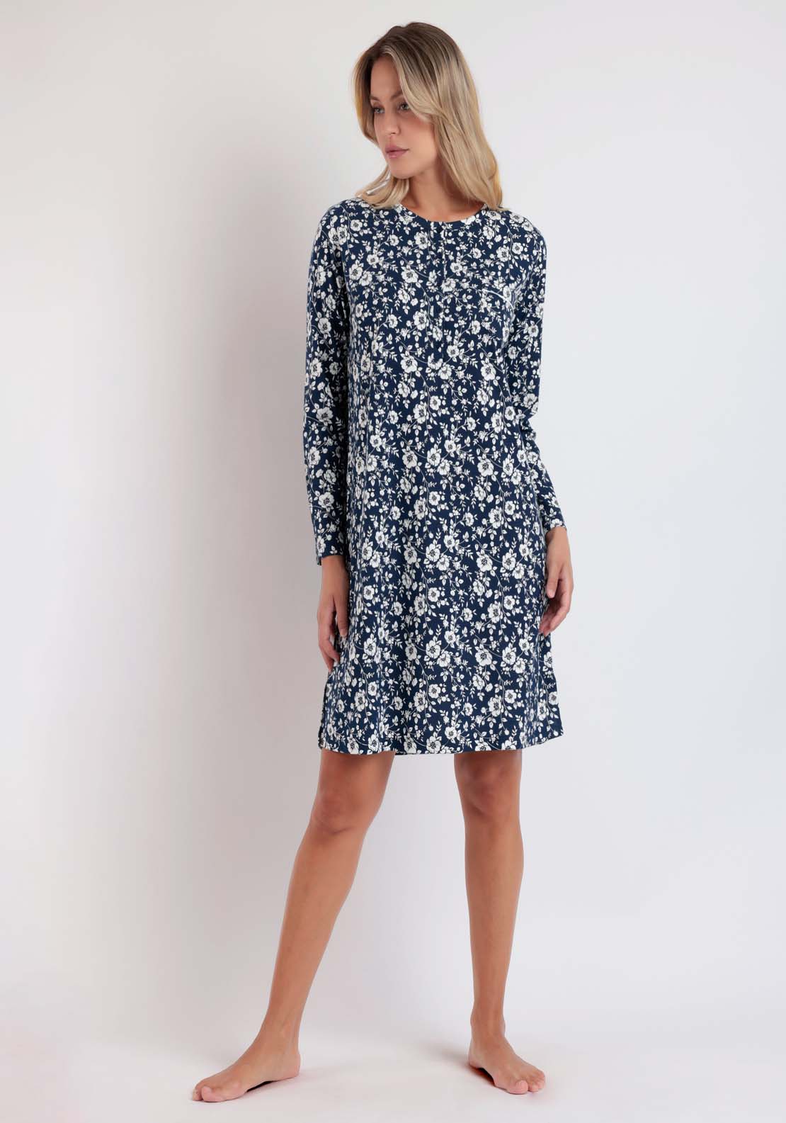 Admas Nightdress Flowers - Navy 1 Shaws Department Stores
