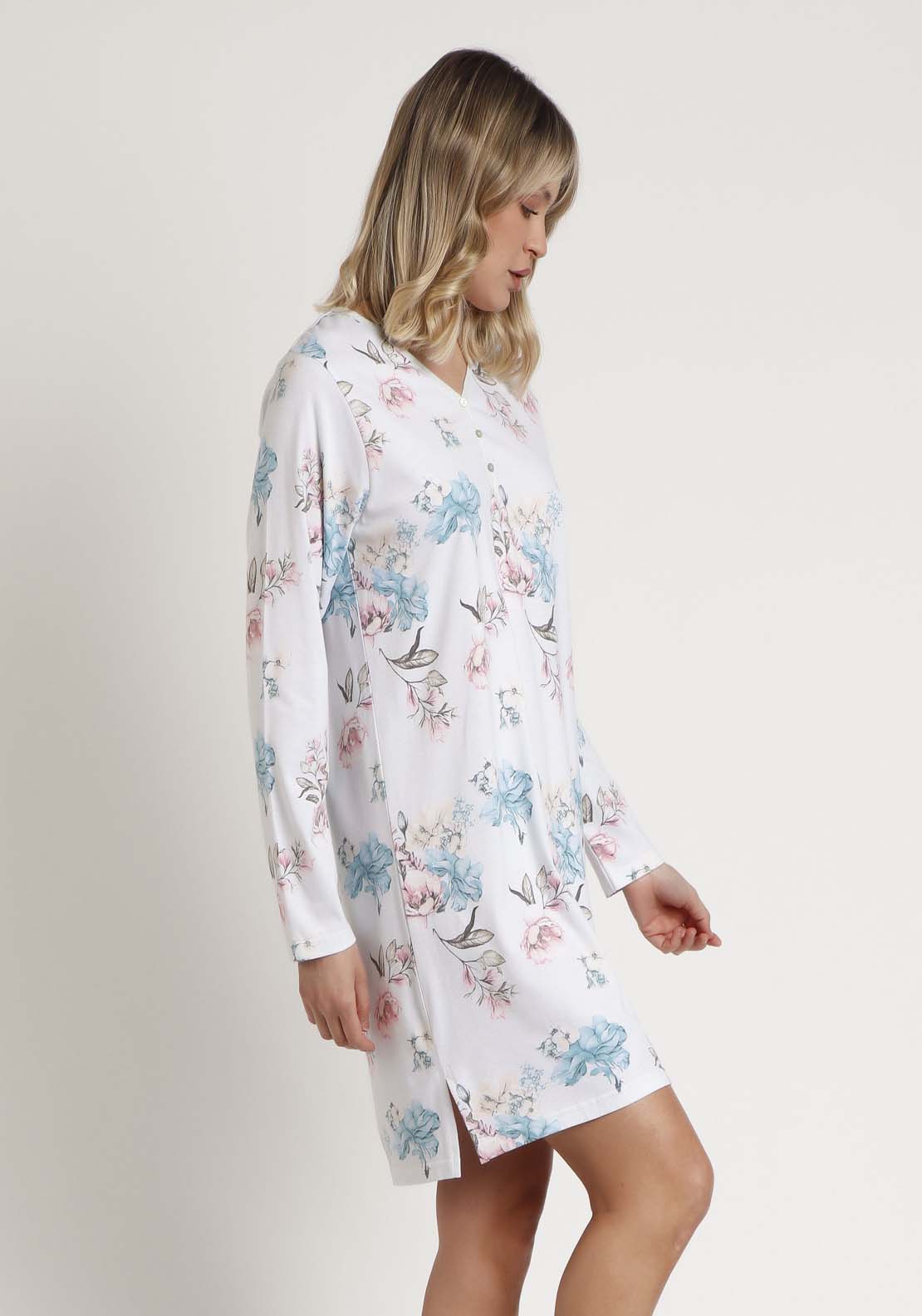 Admas Nightdress Flowers - Blue 2 Shaws Department Stores