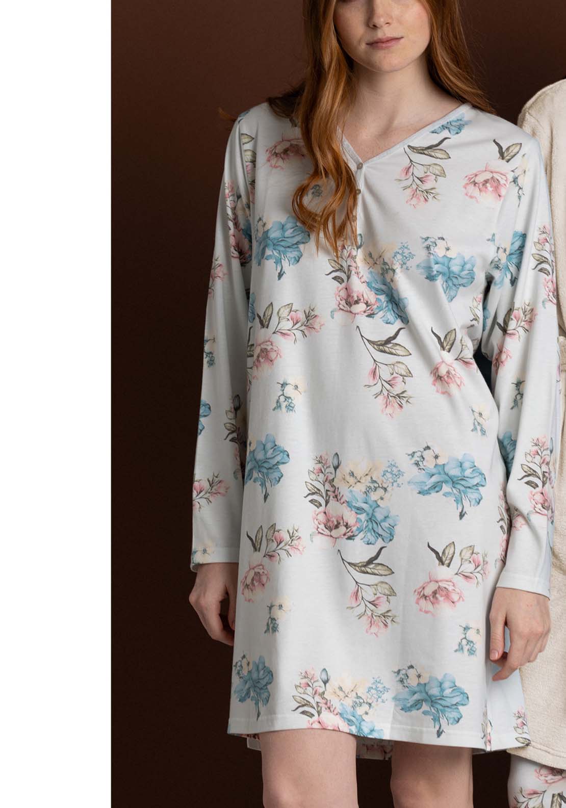 Admas Nightdress Flowers - Blue 1 Shaws Department Stores