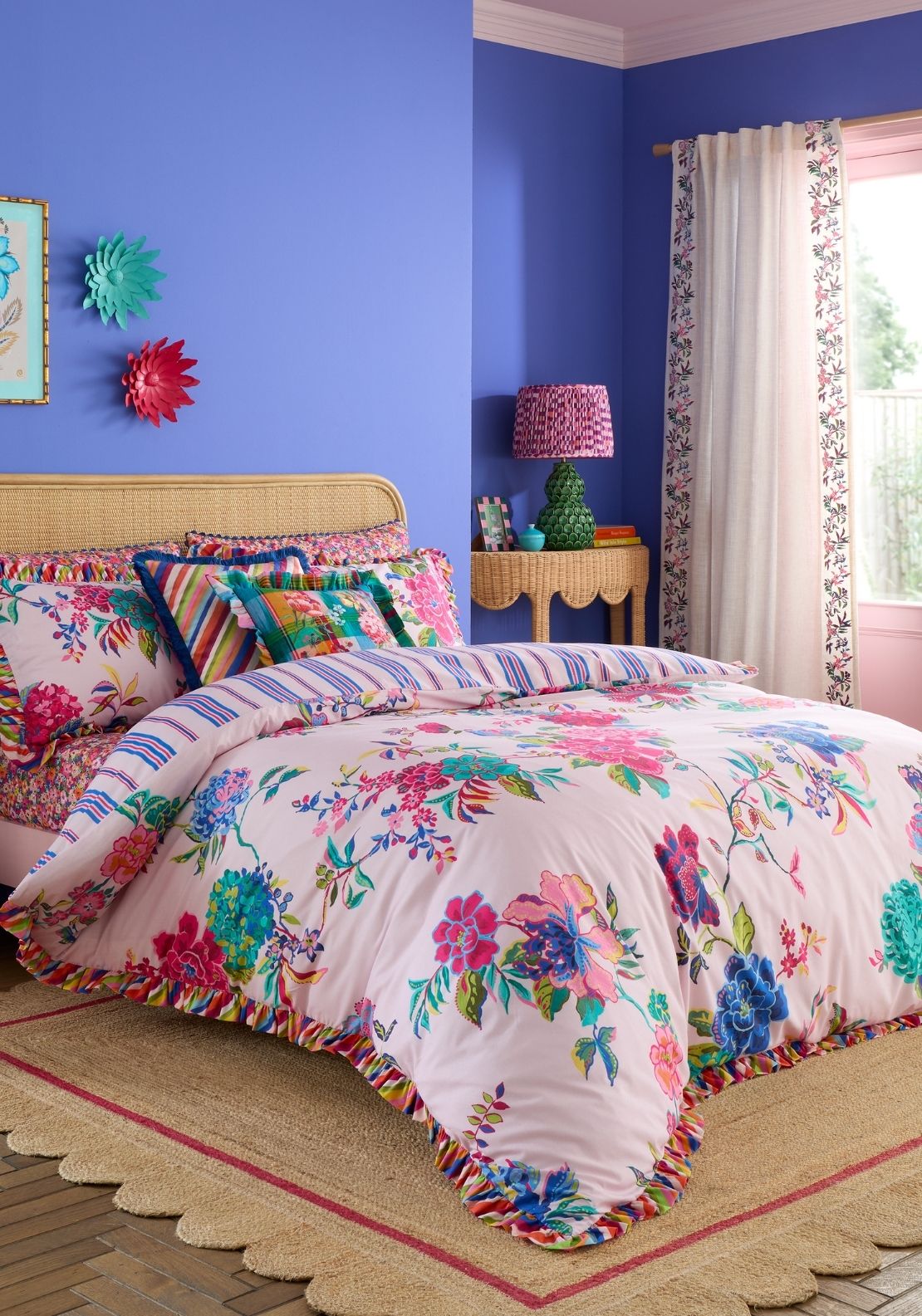 Sophie Robinson Flourish Floral 100% Cotton Reversible Duvet Cover Set - Multi 2 Shaws Department Stores