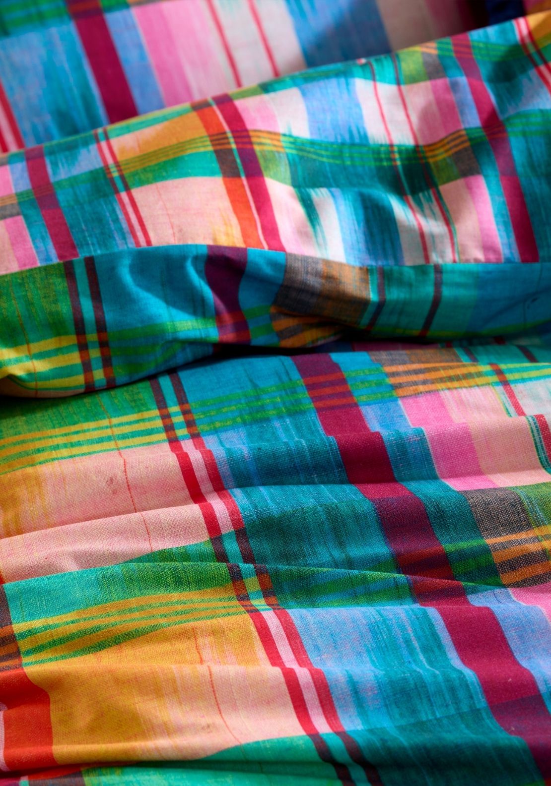 Sophie Robinson Wanderweave Ikat Check 100% Cotton Reversible Duvet Cover Set - Multi 3 Shaws Department Stores