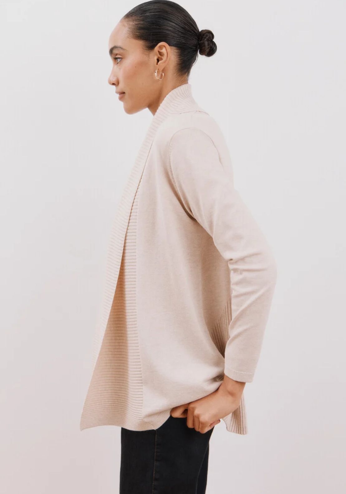 Cortefiel Long Sleeve Open Cardigan - Beige 3 Shaws Department Stores