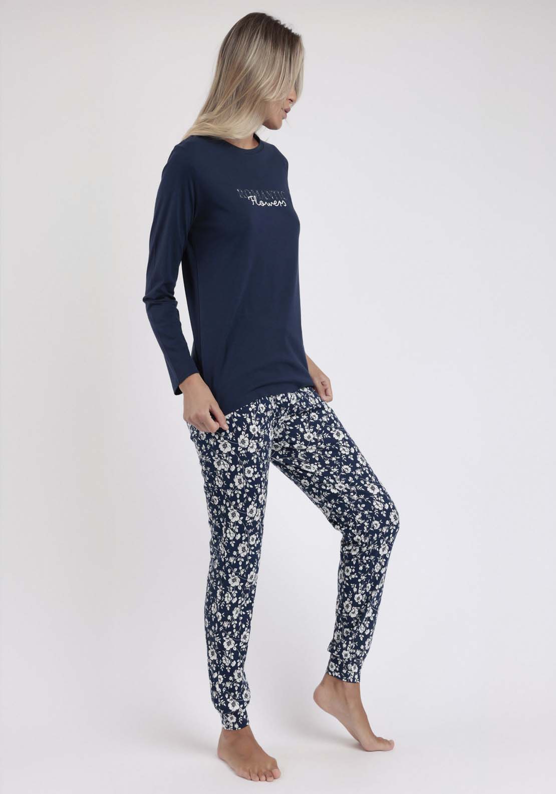 Admas Plain Top Pj Set - Navy 2 Shaws Department Stores