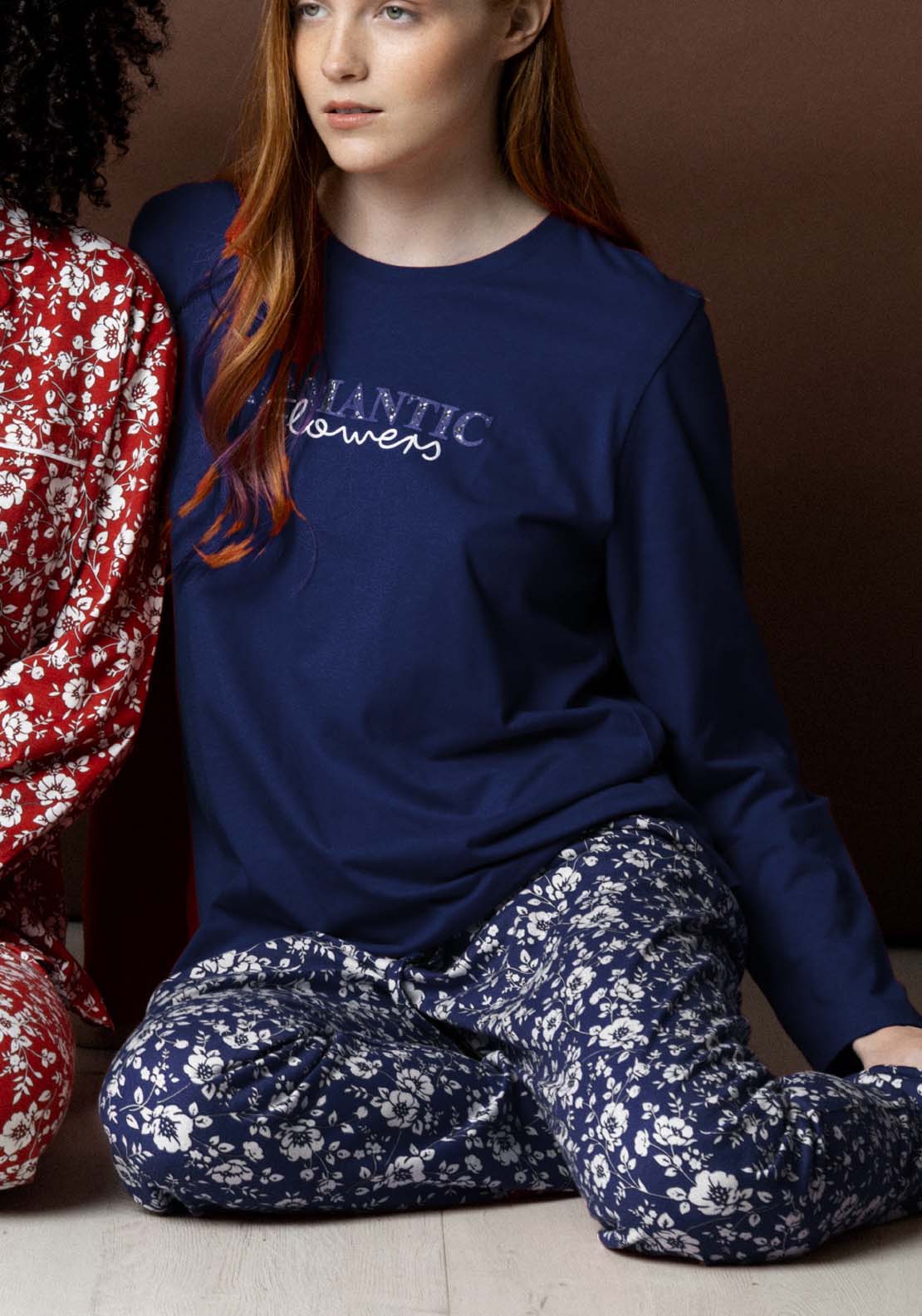Admas Plain Top Pj Set - Navy 1 Shaws Department Stores