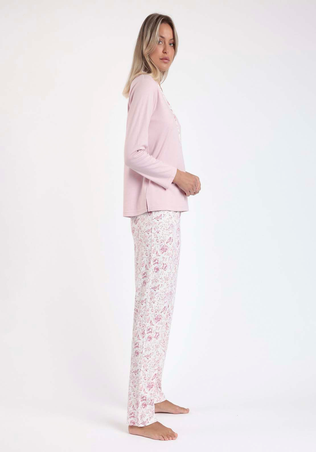 Admas Floral Pj Placket Trim - Rose 2 Shaws Department Stores