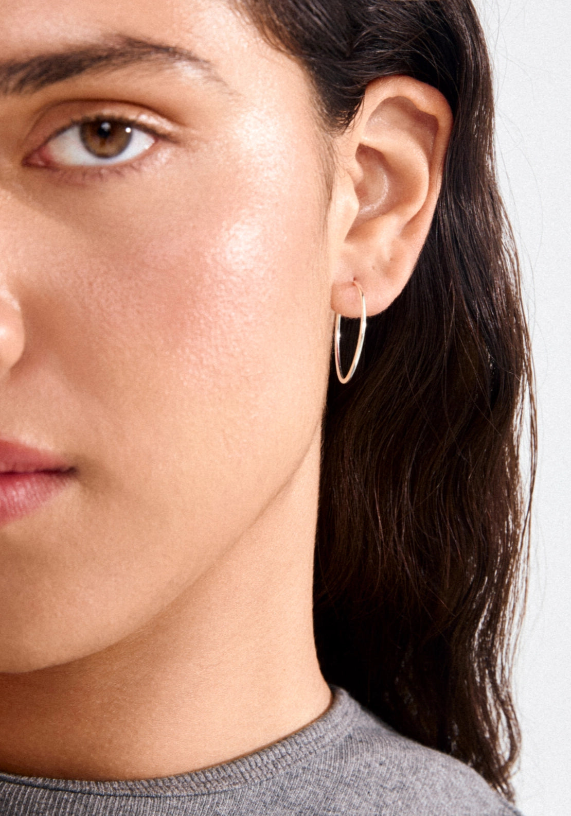 Sanne Silver Plated Medium Hoop Earrings - Silver