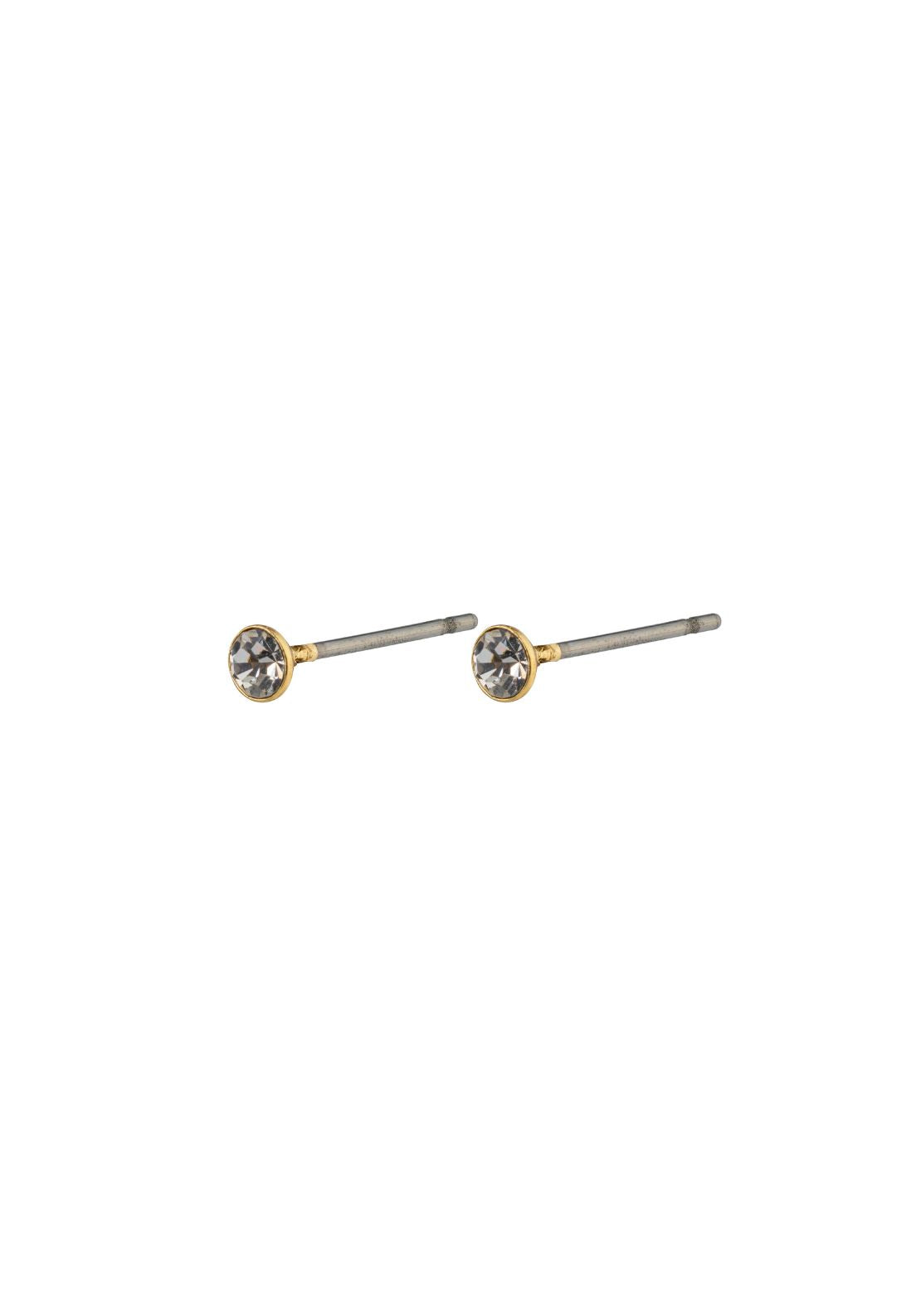 Sylvie Gold Plated Small Crystal Stud Earrings - Gold