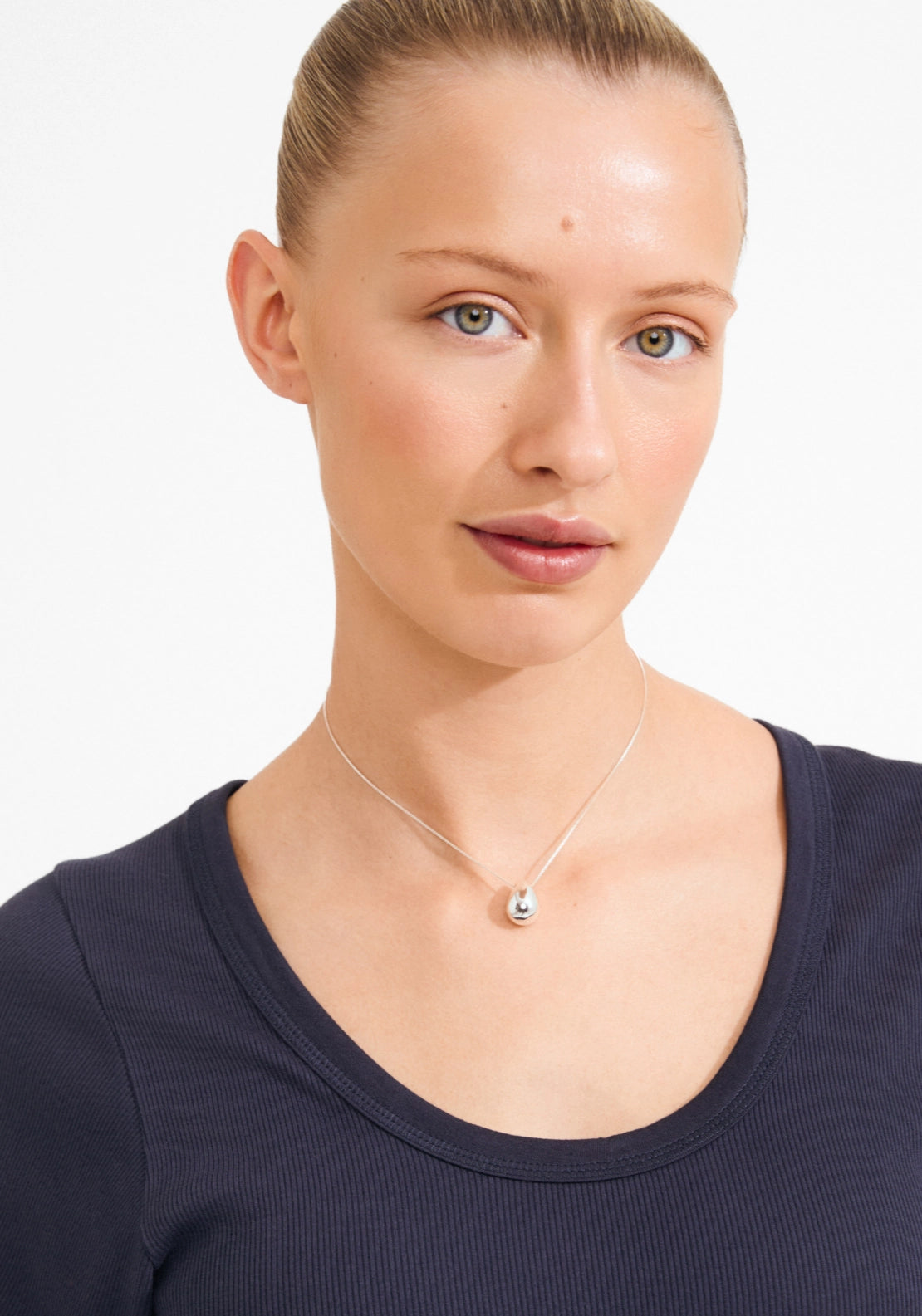Kaisyn Silver Plated Drop Pendant Necklace - Silver