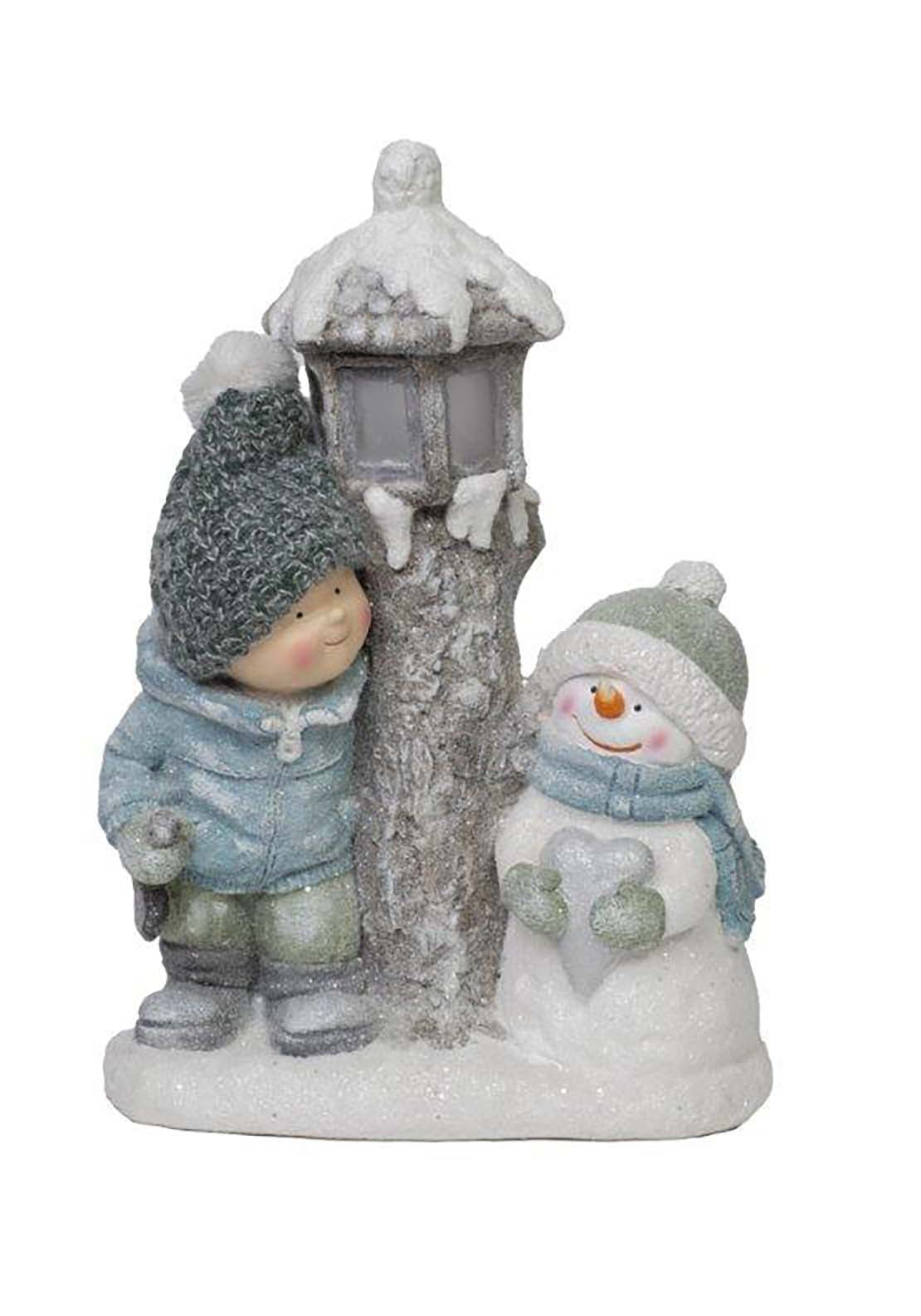 The Home Christmas Boy And Snowman With Light 1 Shaws Department Stores