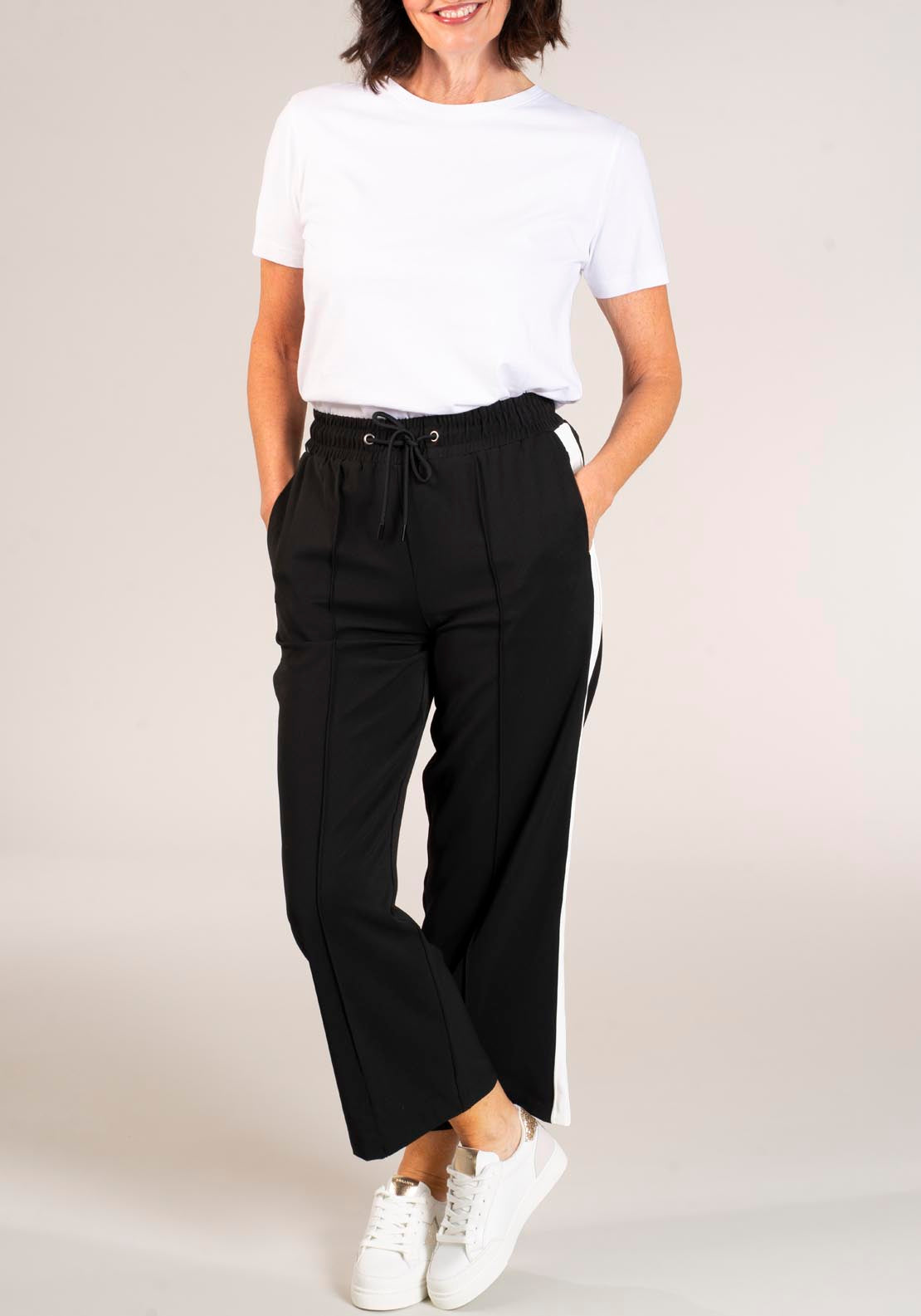 Naoise Wide Leg Tape Trouser - Black 4 Shaws Department Stores