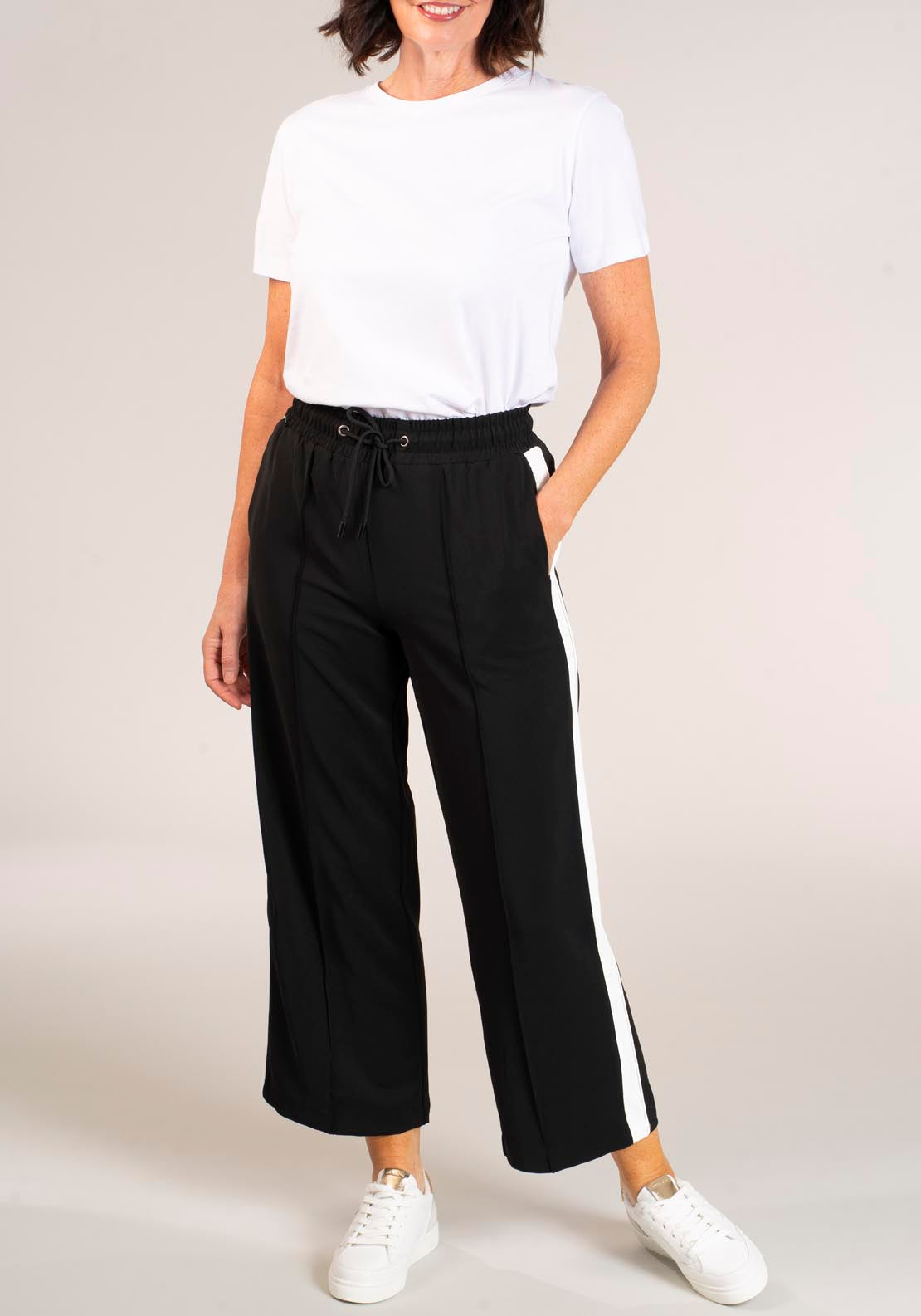 Naoise Wide Leg Tape Trouser - Black 2 Shaws Department Stores
