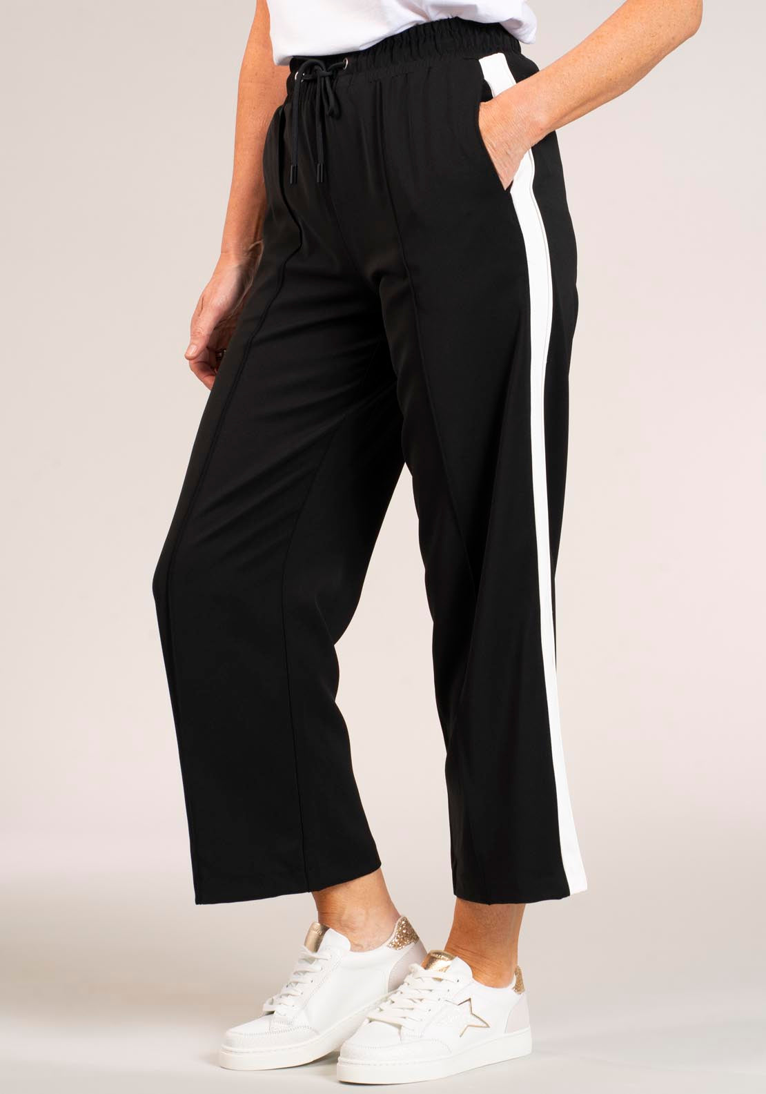 Naoise Wide Leg Tape Trouser - Black 1 Shaws Department Stores