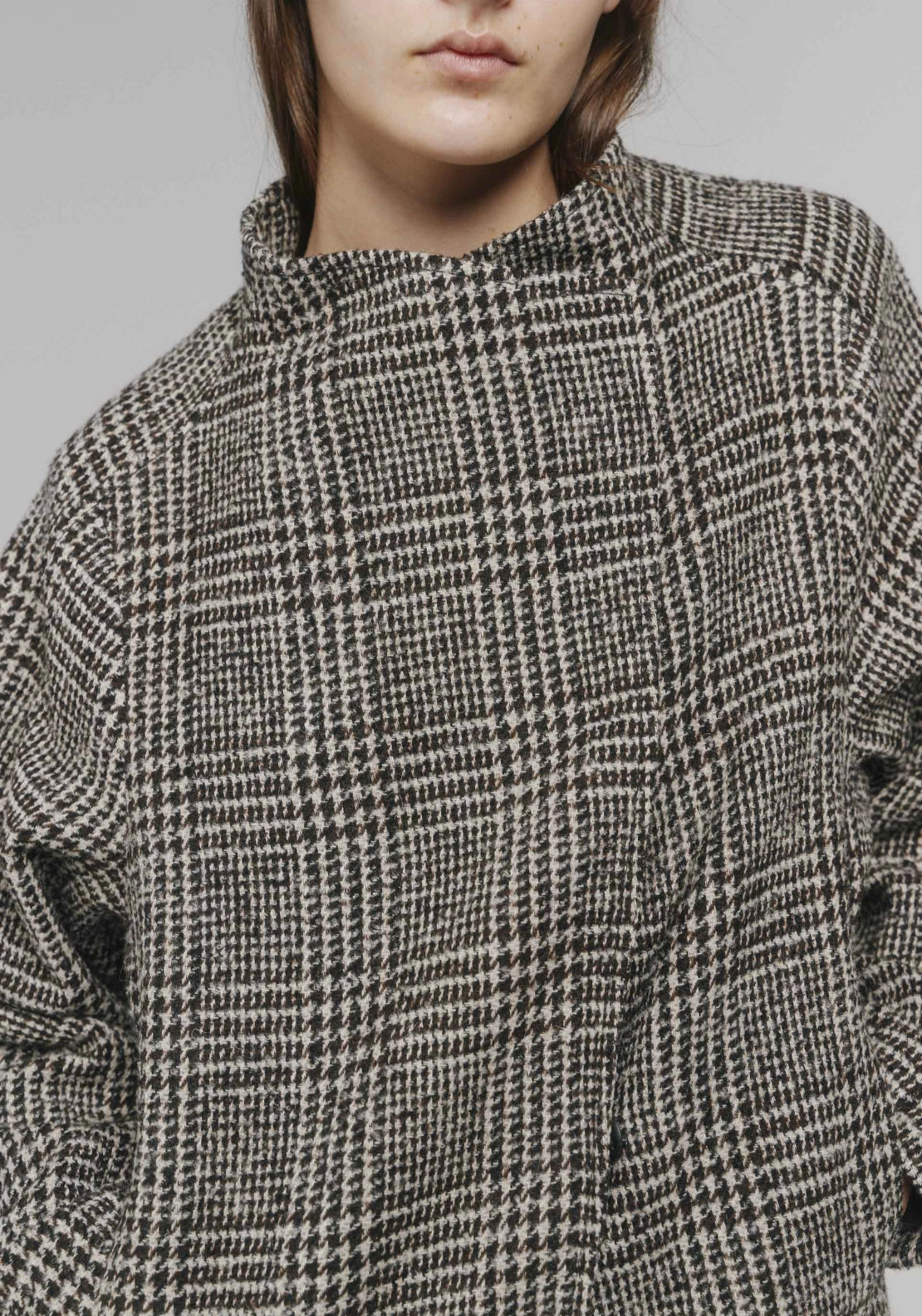 Funnel Neck Jacket - Brown
