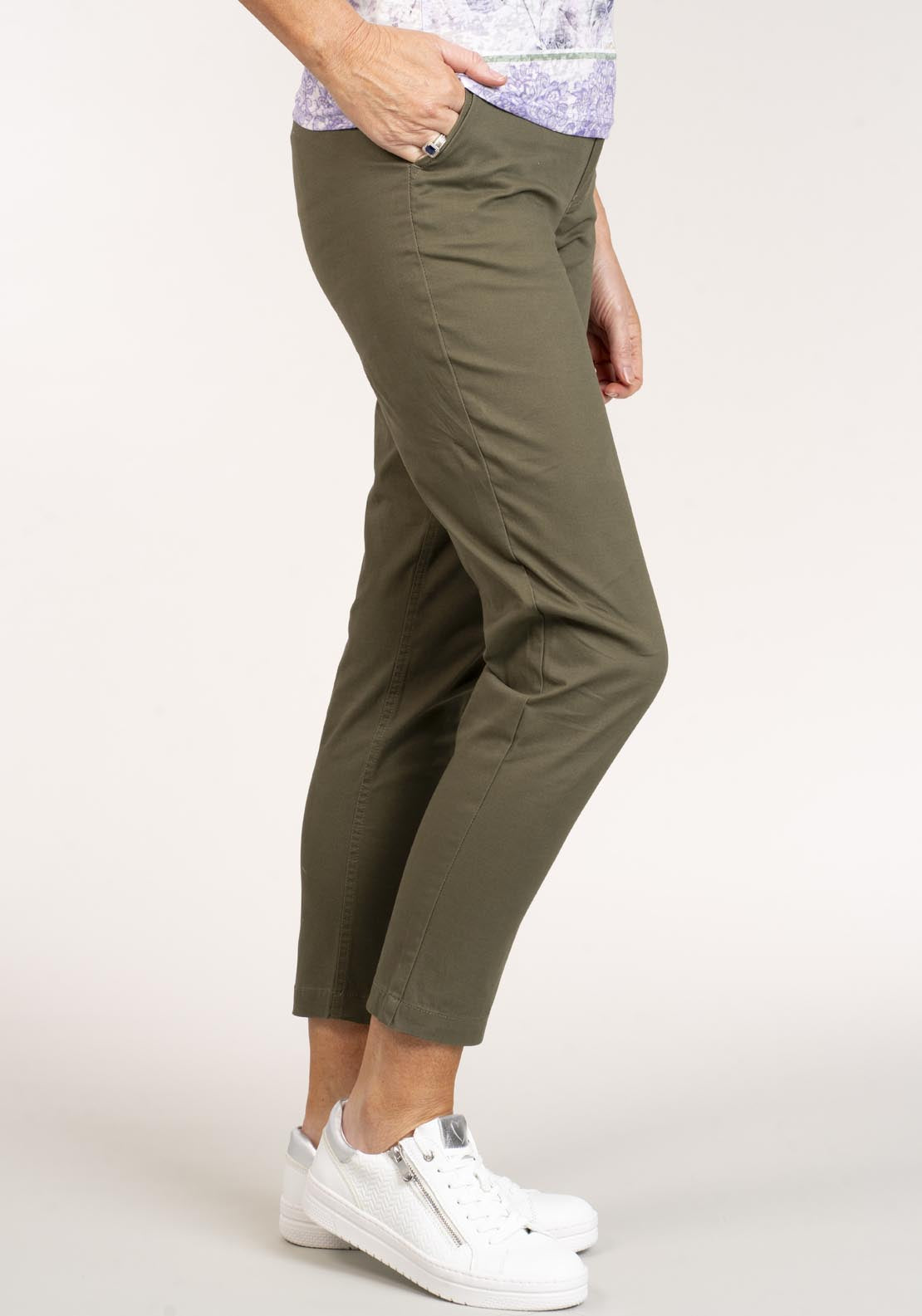 Tea Lane Relaxed Chino Trouser - Green 3 Shaws Department Stores