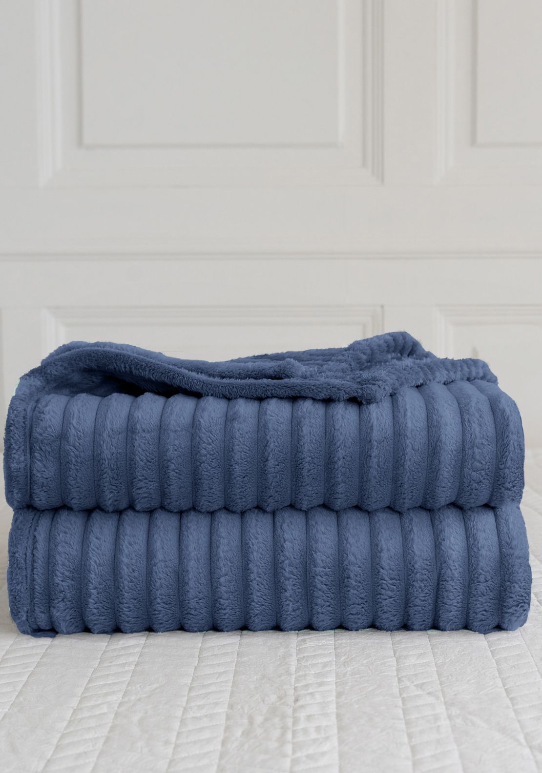 The Home Collection Ribbed Throw 220 x 240 cm - Blue 3 Shaws Department Stores