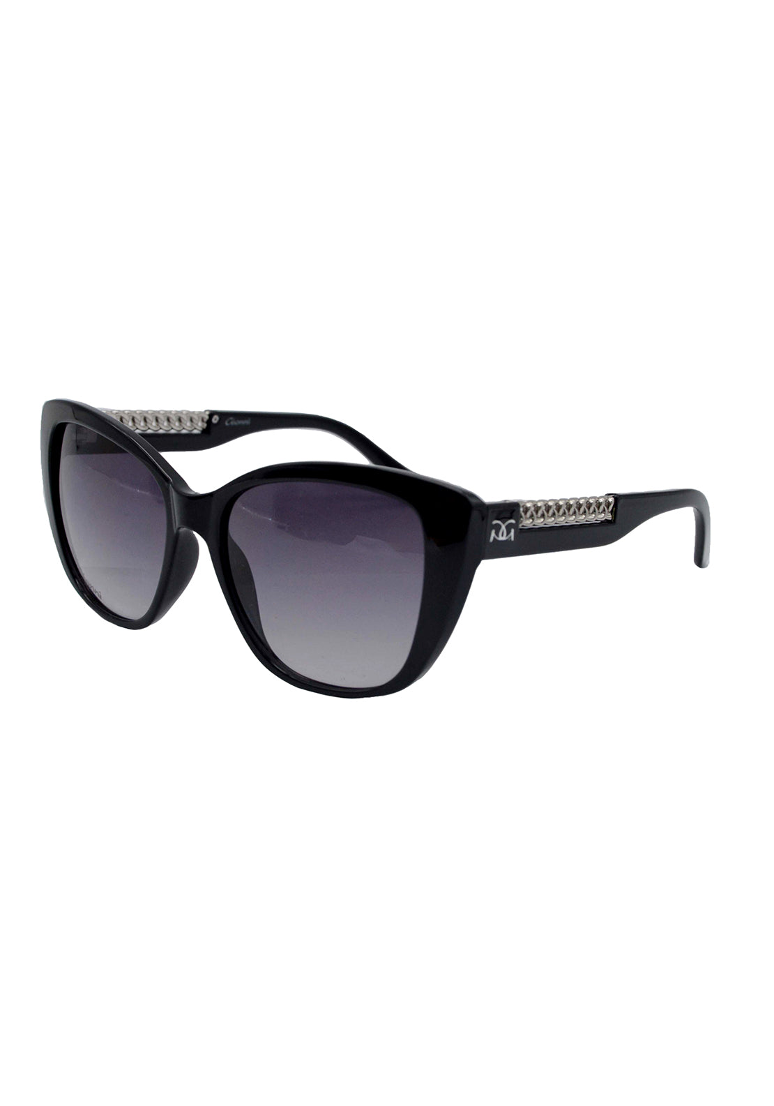 Gionni Semi Round Metal Frame Sunglasses With Subtle Diamante Temple & Plastic Arms-Smoke 1 Shaws Department Stores